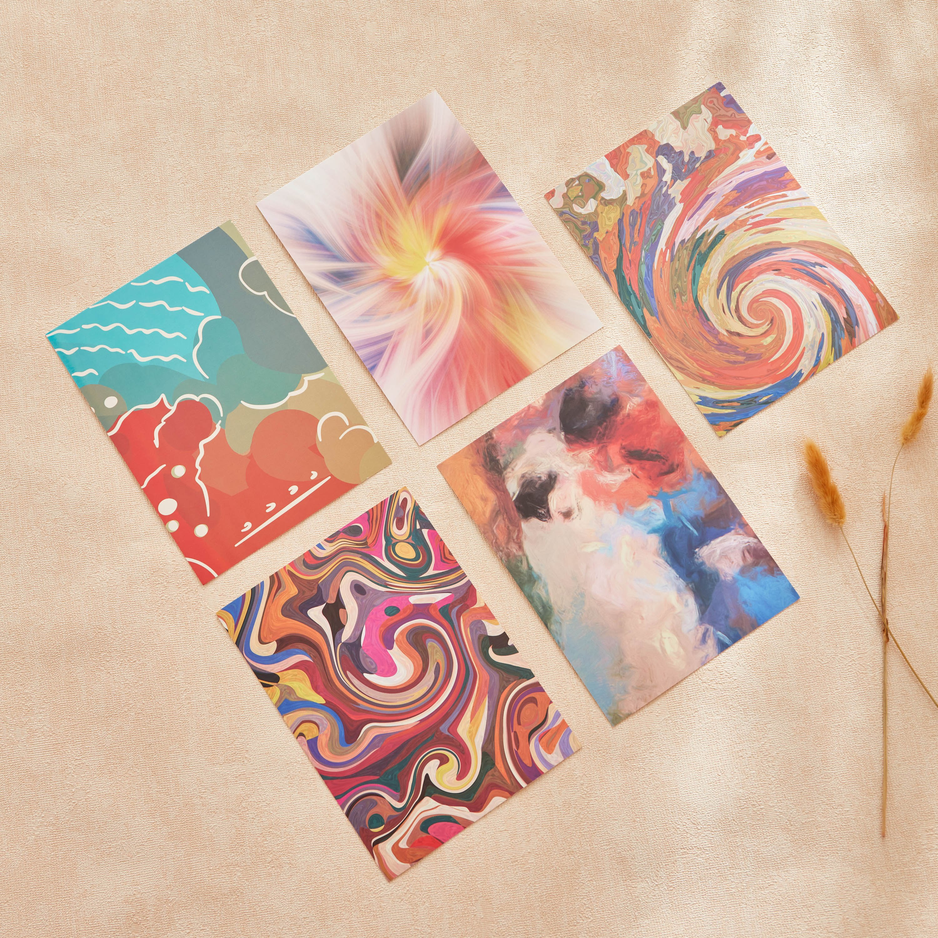 Alora 5-Piece Abstract Postcard Pictures Set - 13x18 cm-hbxdiningroom-walldecor-wallart-image-1