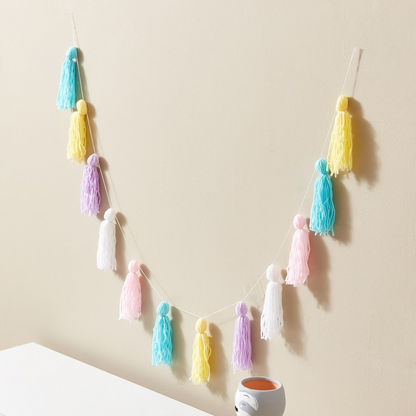 Bonjour Fabric Hanging Tassels Decoration - 150 cms