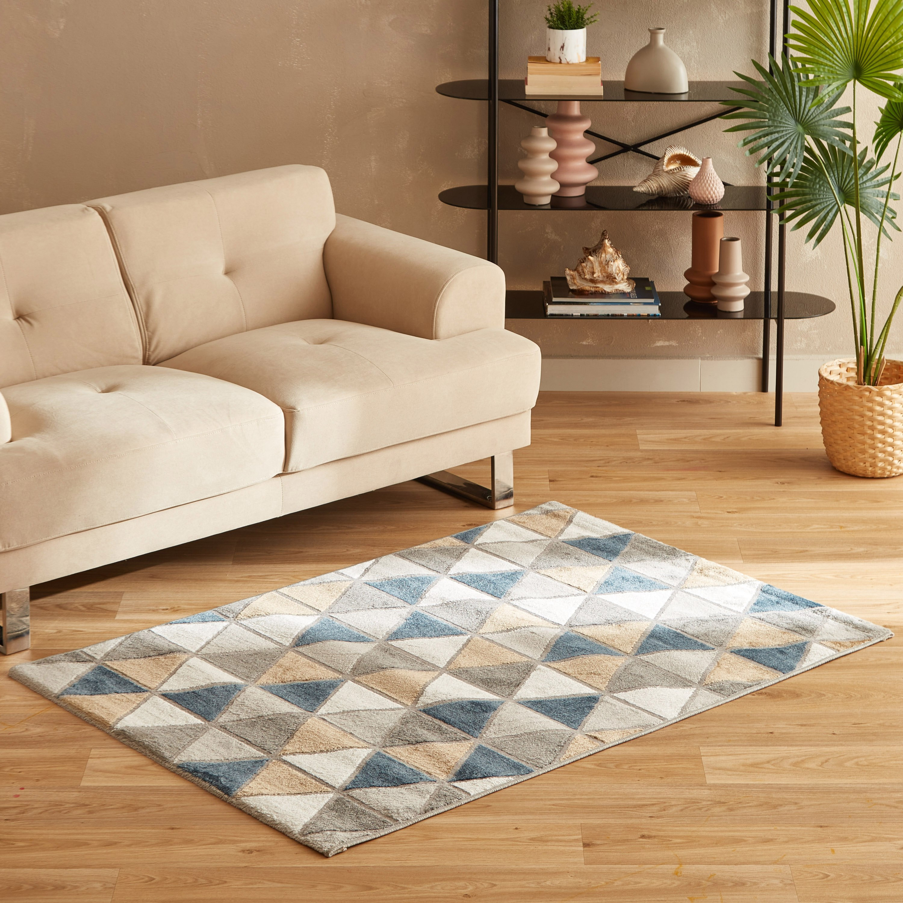 سجادة مقاومة للبقع بتصميم هندسي من مشاعل - 110x160 سم-hbxdecorandfurnishings-floorcoverings-rugs-image-1