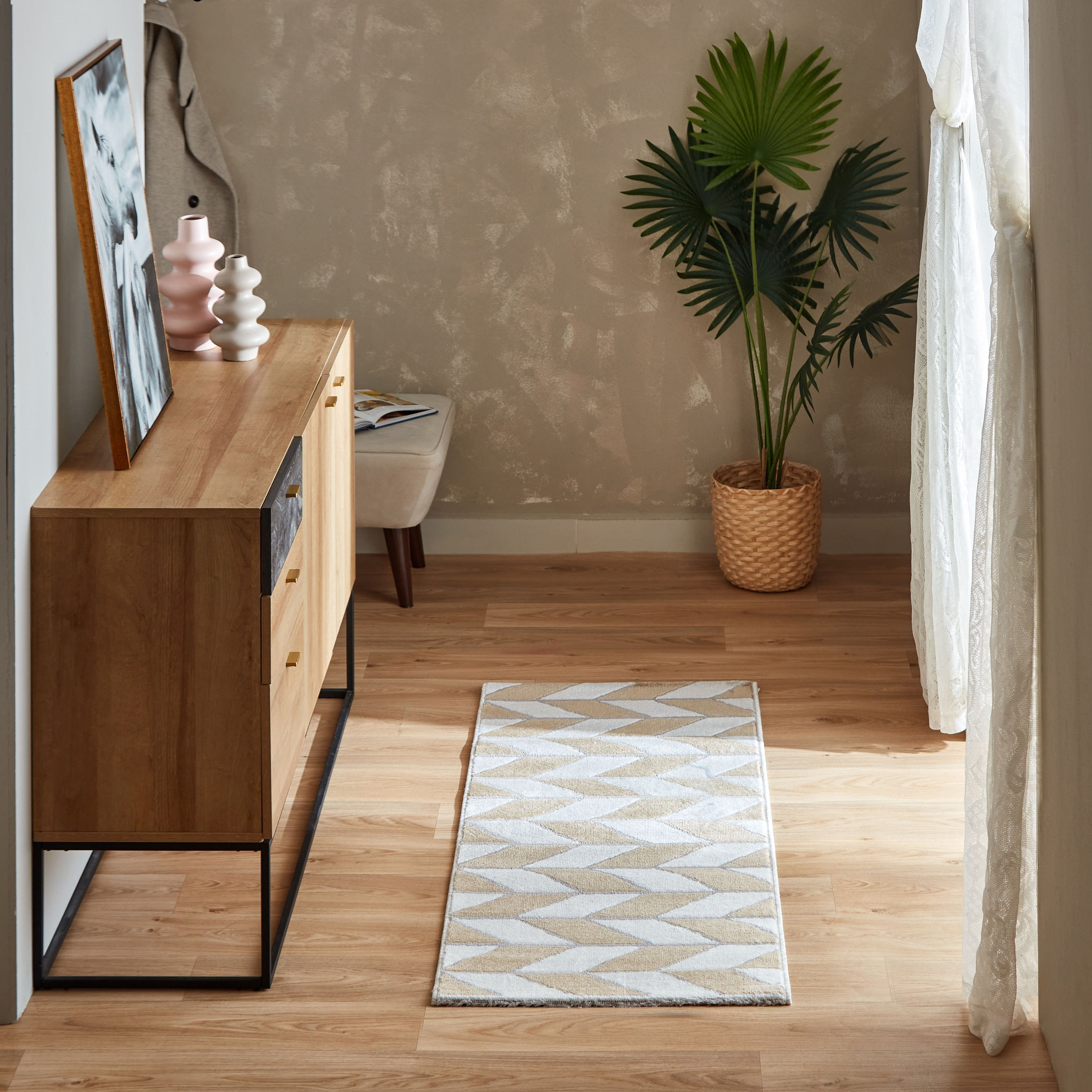 سجّادة بولي بروبيلين مقاومة للبقع ساتن زيج زاج من ماهرين - 60x150 سم-hbxdecorandfurnishings-floorcoverings-rugs-image-1