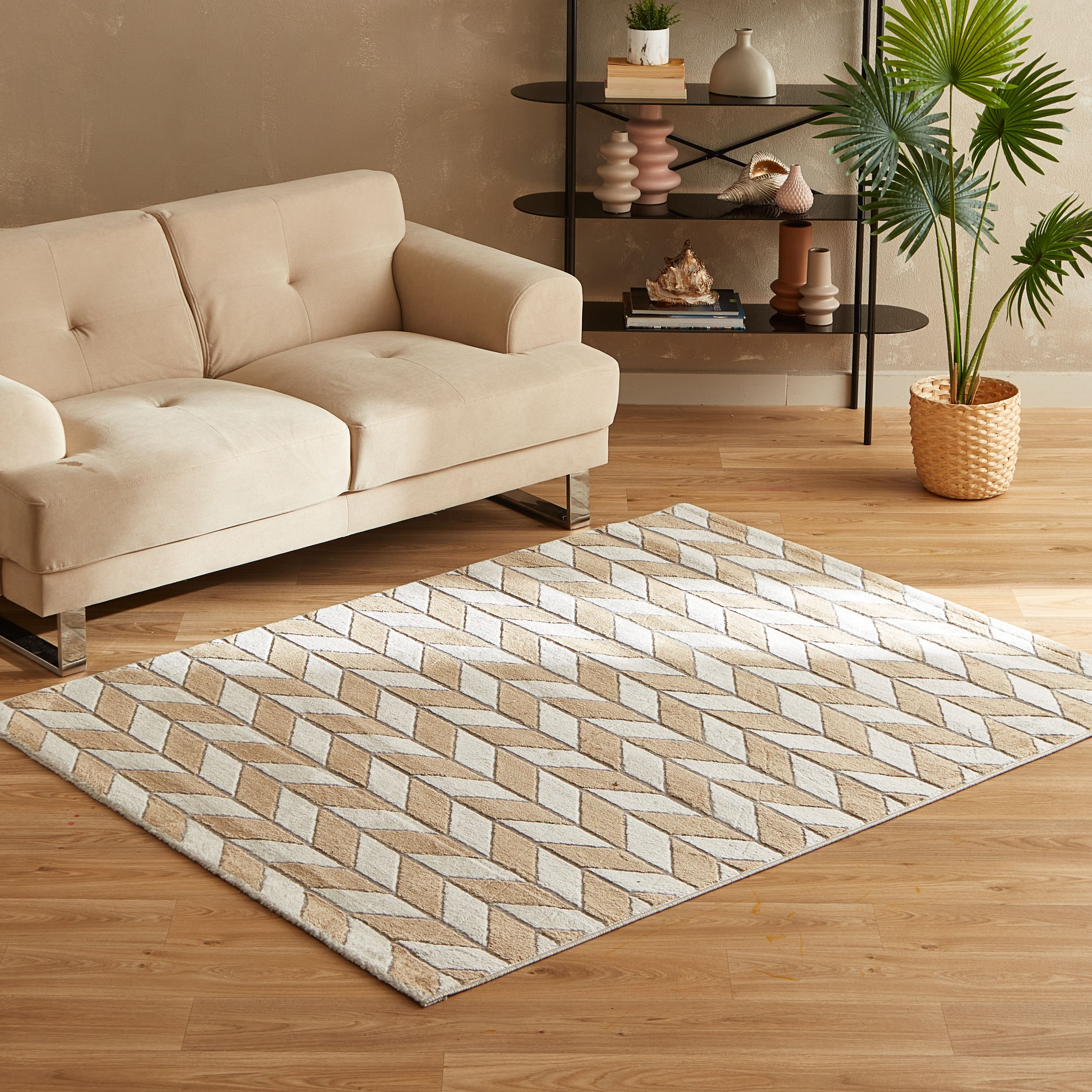 سجّادة بولي بروبيلين مقاومة للبقع ساتن زيج زاج من ماهرين - 150x200 سم-hbxdecorandfurnishings-floorcoverings-rugs-image-1