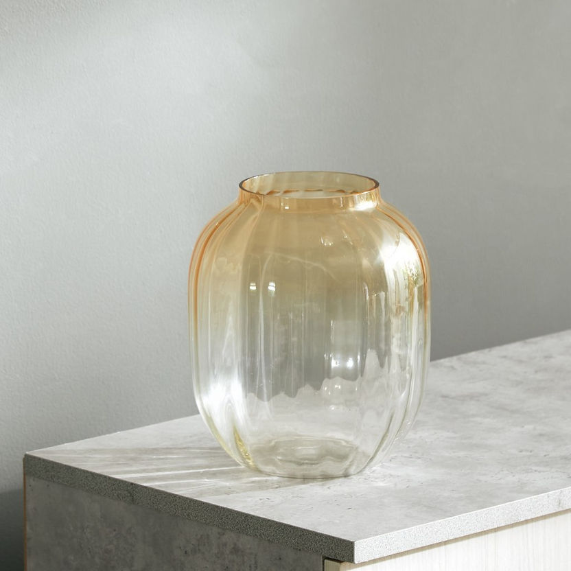 Ombre Fluted Small Glass Vase - 16.5x20.3 cm-Vases-image-0