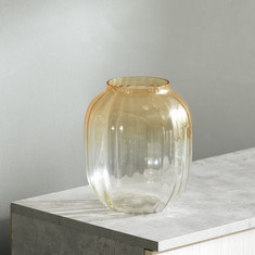 Ombre Fluted Small Glass Vase - 16.5x20.3 cm