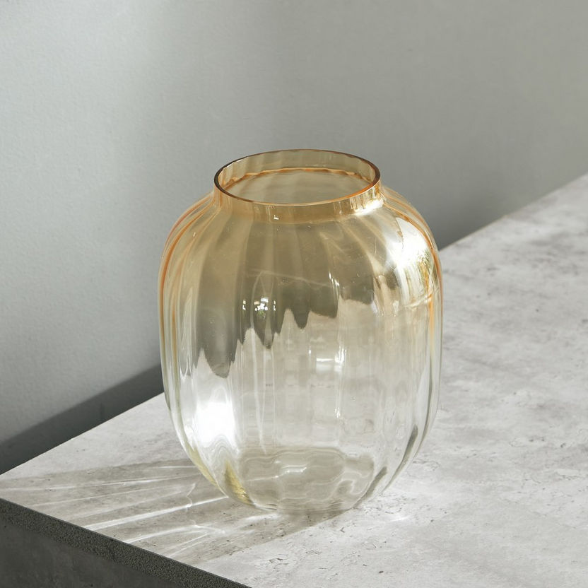 Ombre Fluted Small Glass Vase - 16.5x20.3 cm-Vases-image-1