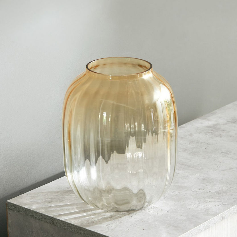 Ombre Big Fluted Glass Vase - 16.5x25.4 cm-Vases-image-1