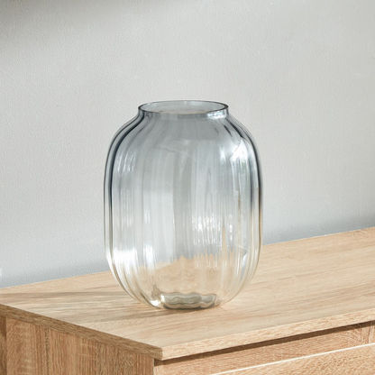 Ombre Big Fluted Glass Vase - 16.5x25.4 cms