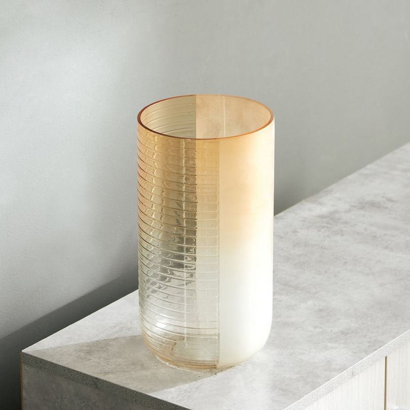 Ombre Ribbed Big Glass Vase - 14.9x28.9 cm-Vases-image-1