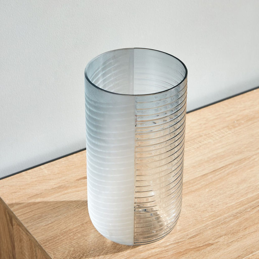 Ombre Ribbed Big Glass Vase - 14.9x28.9 cm-Vases-image-1