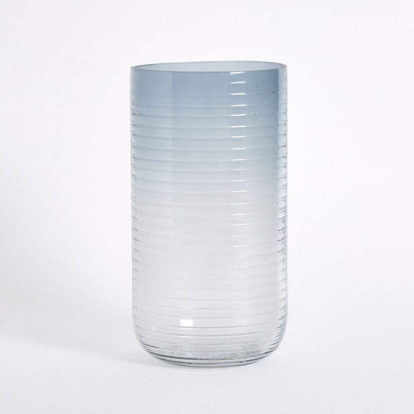 Ombre Ribbed Big Glass Vase - 14.9x28.9 cm-Vases-image-4