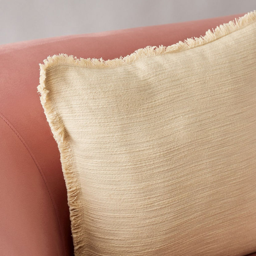 Freya Slub Solid Cushion Cover with Fringe - 45x45 cm-Cushion Covers-image-1
