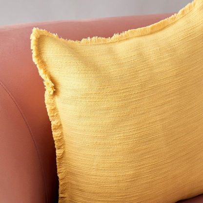 Freya Slub Solid Cushion Cover with Fringe - 45x45 cms