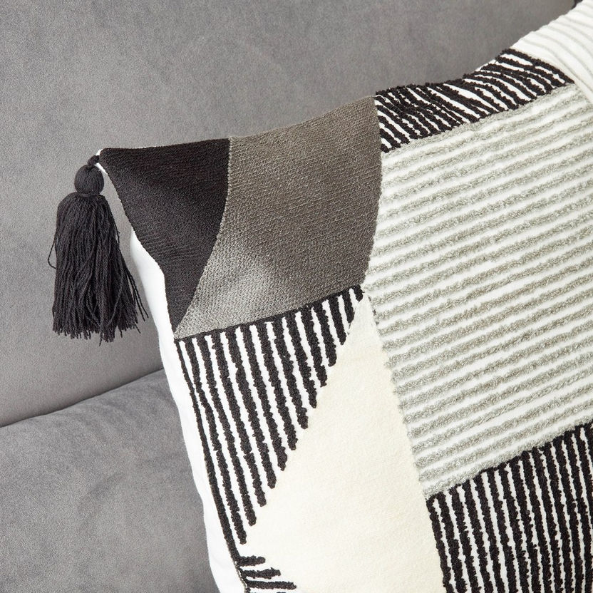 B&W Fellip Embellished Cushion Cover - 45x45cm-Cushion Covers-image-1