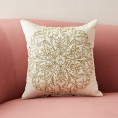 Dupioni Lana Embroidered Cushion Cover - 40x40 cms