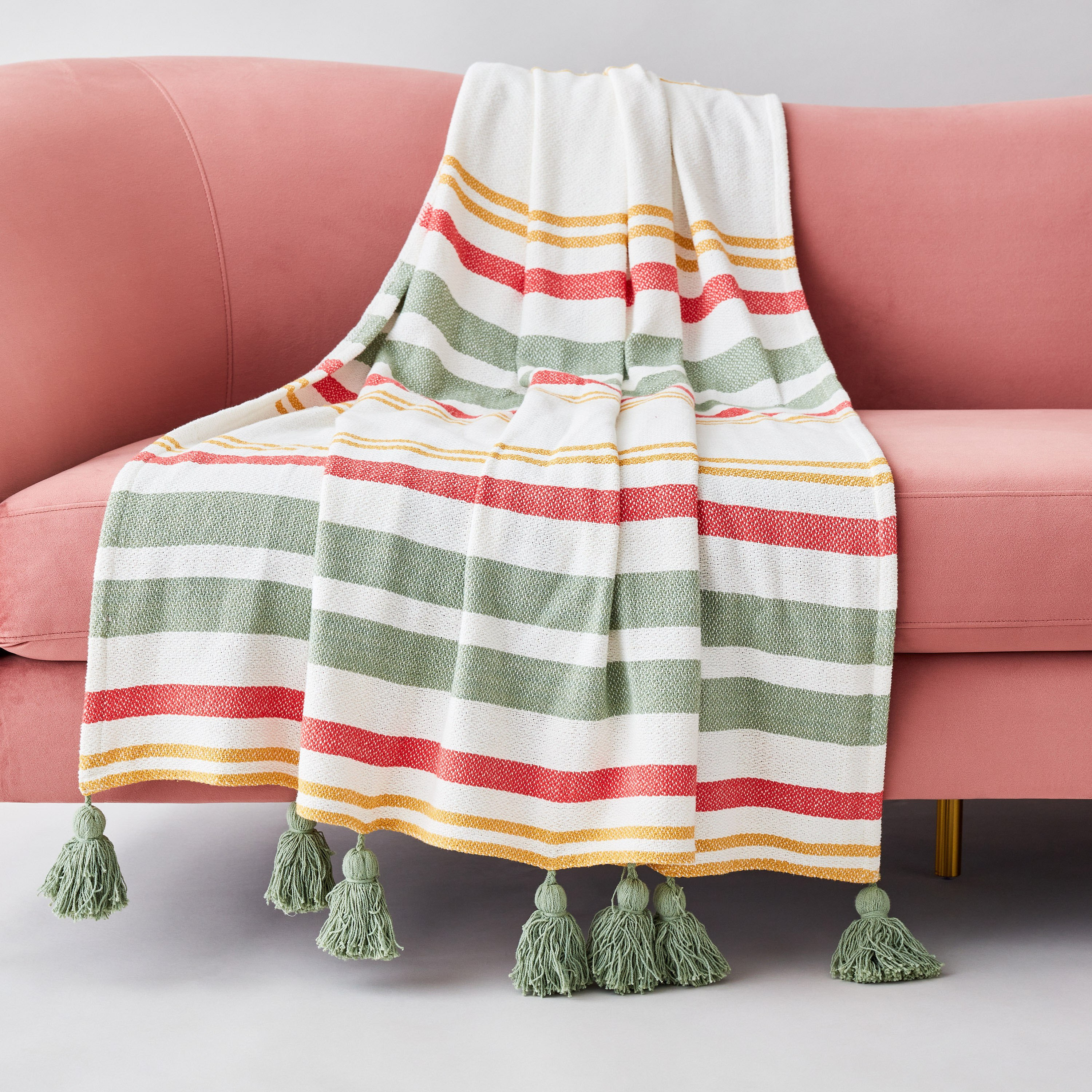 بطانية خفيفة قطن متعددة الخطوط من إليوت - 130x170 سم-hbxhomeware-hbxbedroom-image-1