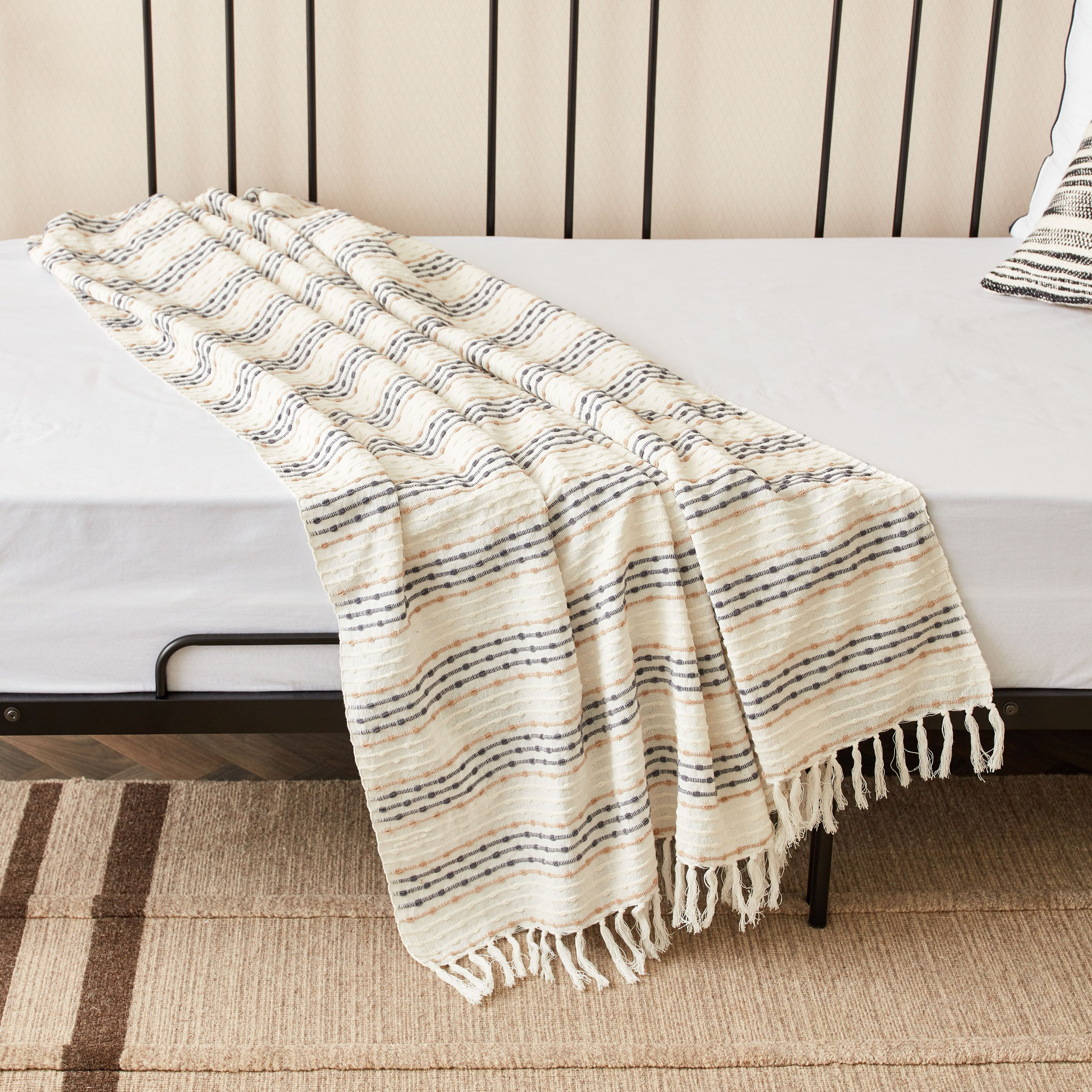 Natural woven throw sale