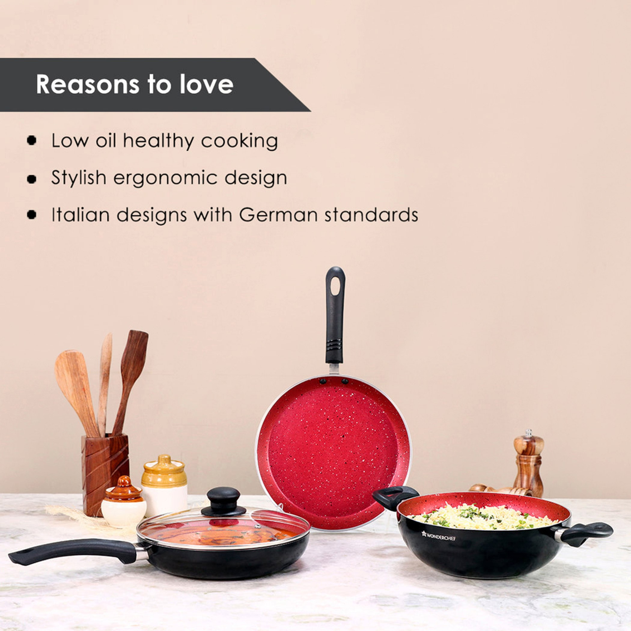 Wonderchef 4-Piece Non-Stick Tawa-Pan-Wok Induction Bottom Cookware Set with Lid-hbxhomeware-hbxkitchen-image-2