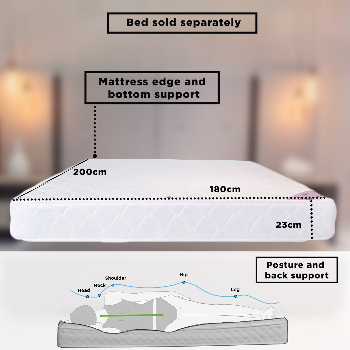 مرتبة كينج إسفنج بنوابض حلزونيّة من آي بيلا - 180x200x23 سم-hbxfurniture-mattresses-king-image-15
