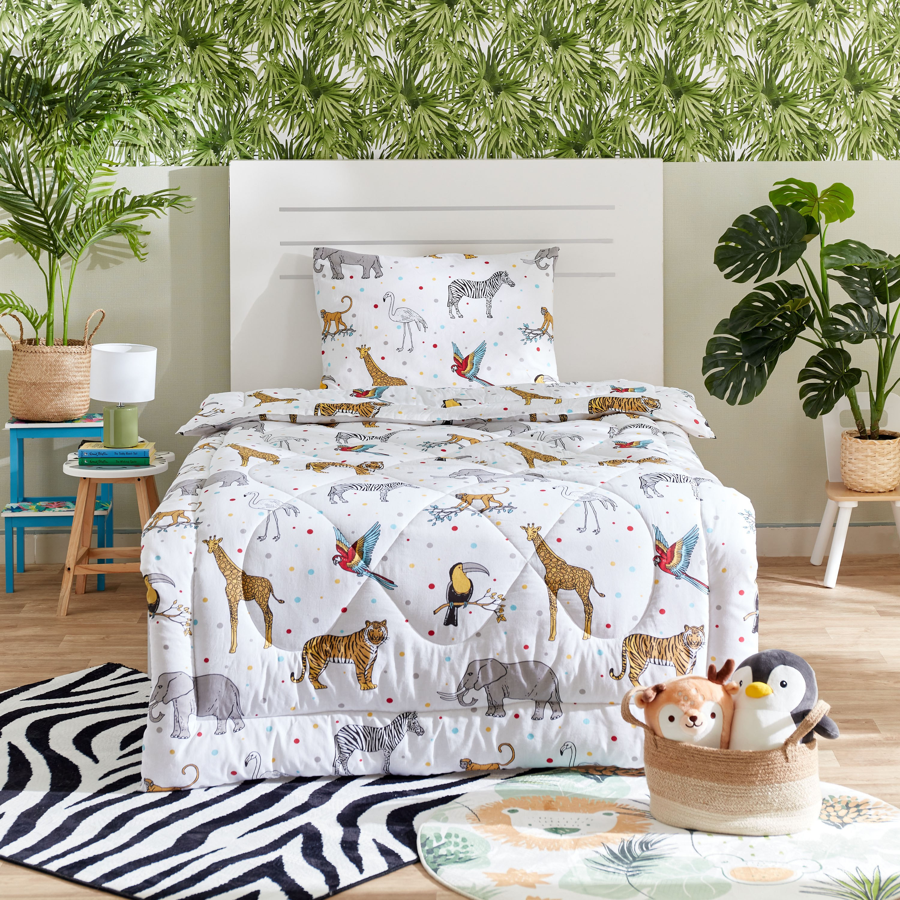 طقم لحاف قطن فردي سادة قطعتين من رون - 135x220 سم-hbxhomeware-hbxkidsandyouth-image-1