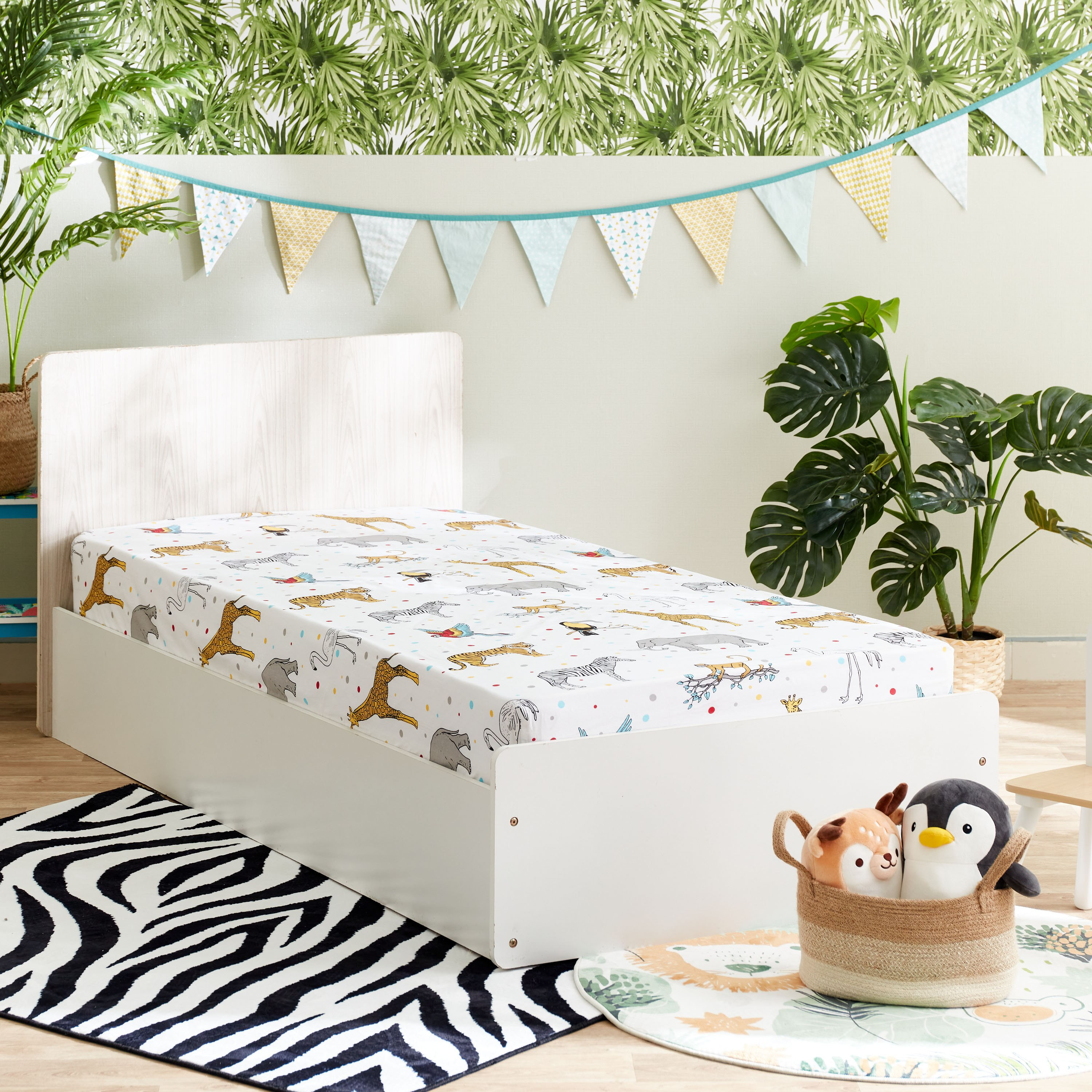 شرشف مطاطي قطن فردي سادة من رون - 90x200+25 سم-hbxhomeware-hbxkidsandyouth-image-1
