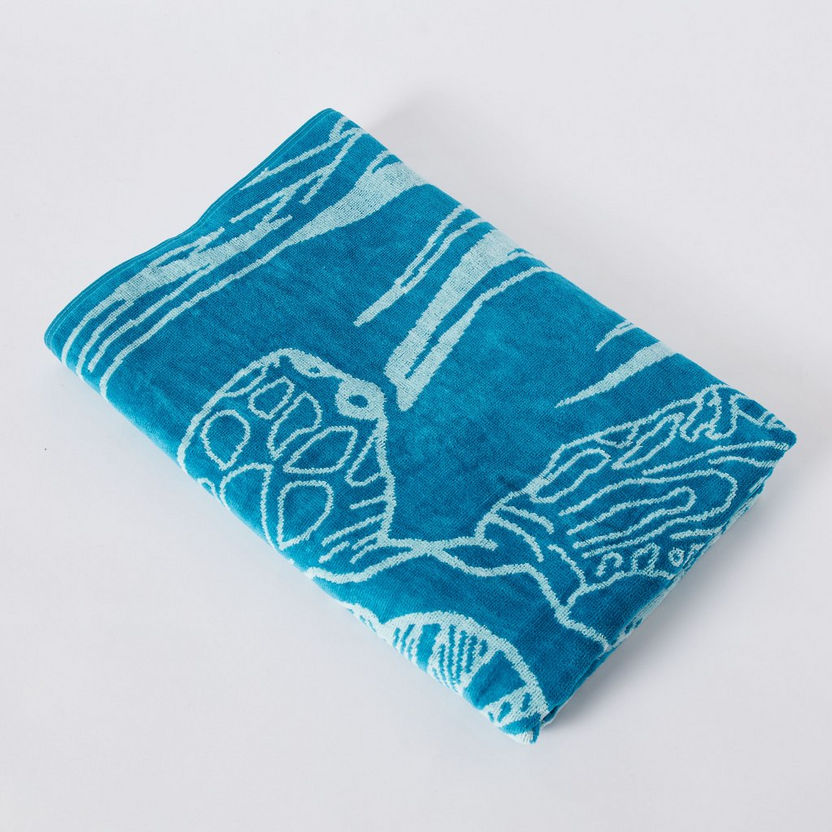 Vivid Turtle Cotton Beach Towel - 86x160 cm-Bathroom Textiles-image-4