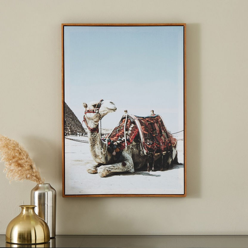Gala Sitting Camel Framed Canvas - 50x70x2.8 cm-Framed Pictures-image-0