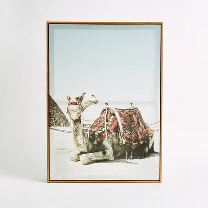Gala Sitting Camel Framed Canvas - 50x70x2.8 cms