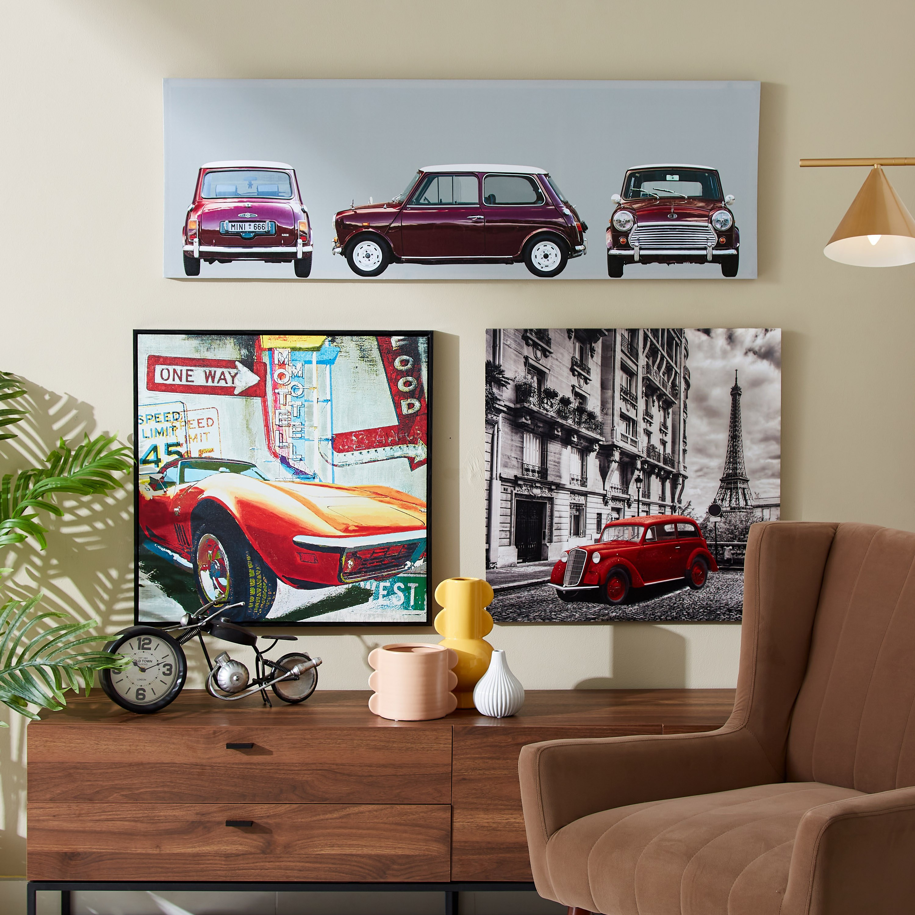 لوحة كانفاس بطبعات سيارة معتّقة من جالا - 40x120x2.5 سم-hbxhomeware-hbxdecorandfurnishings-image-4