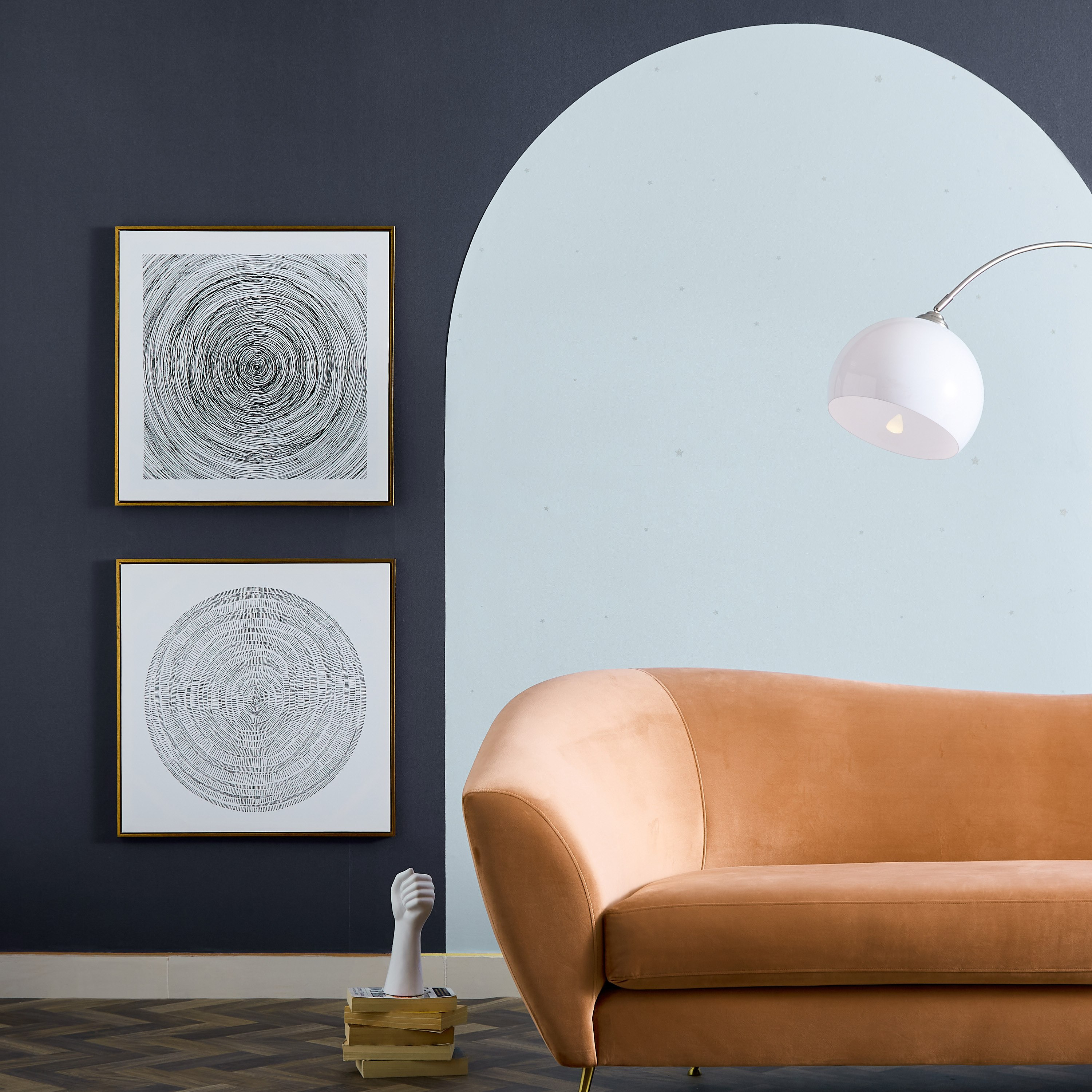طقم زينة حائط كانفاس مؤطرة بتصميم دوائر قطعتين من جالا - 60x60x2.8 سم-hbxhomeware-hbxdecorandfurnishings-image-4