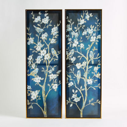 Gala Floral 2-Piece Framed Canvas Wall Art Set - 30x90x2.8 cms