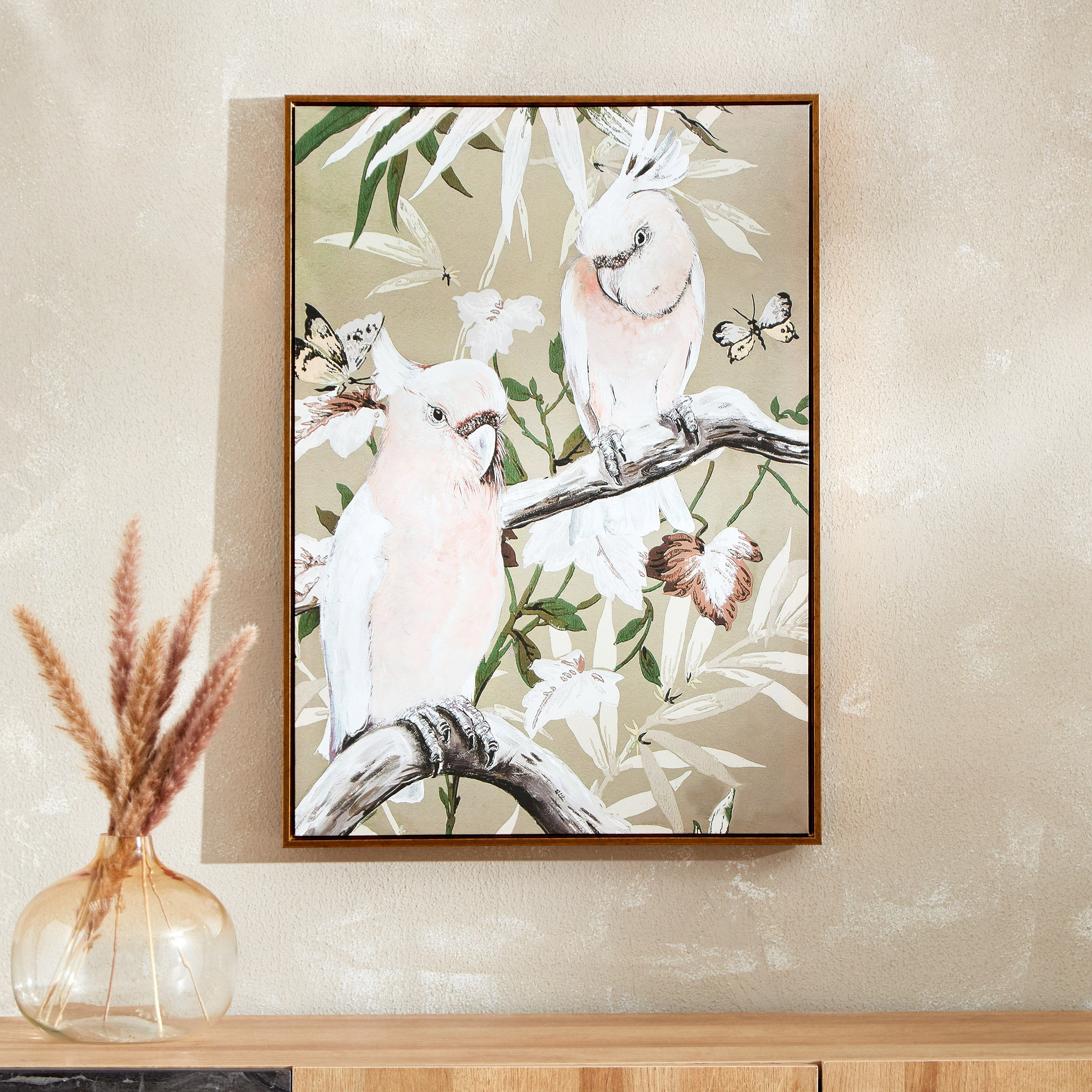 لوحة كانفاس مؤطرة بتصميم طيور الكاكاتوا من جالا - 50x3x70 سم-hbxhomeware-hbxdecorandfurnishings-image-1