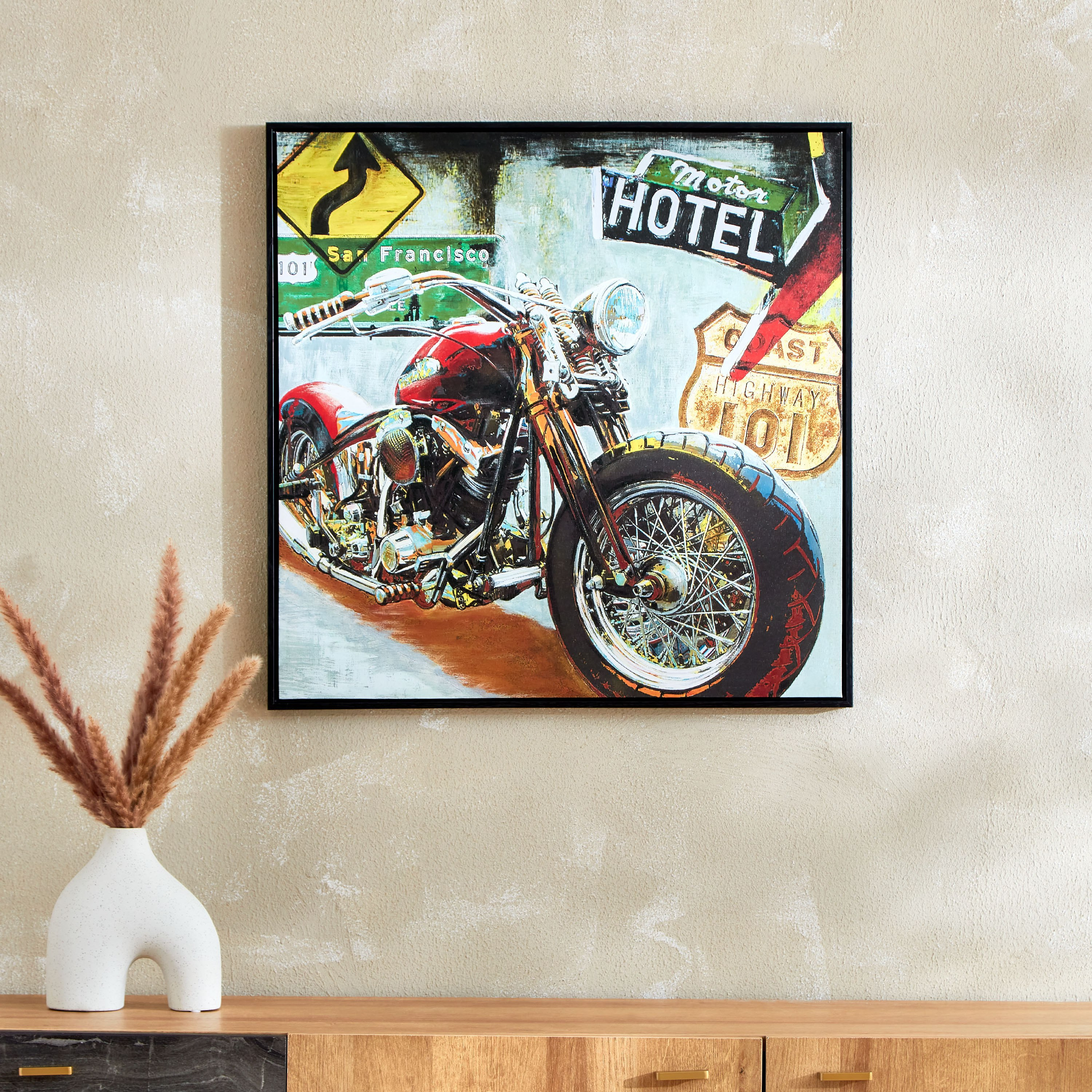 زينة حائط كانفاس مؤطرة بتصميم درّاجة من جالا - 60x3x60 سم-hbxhomeware-hbxdecorandfurnishings-image-1