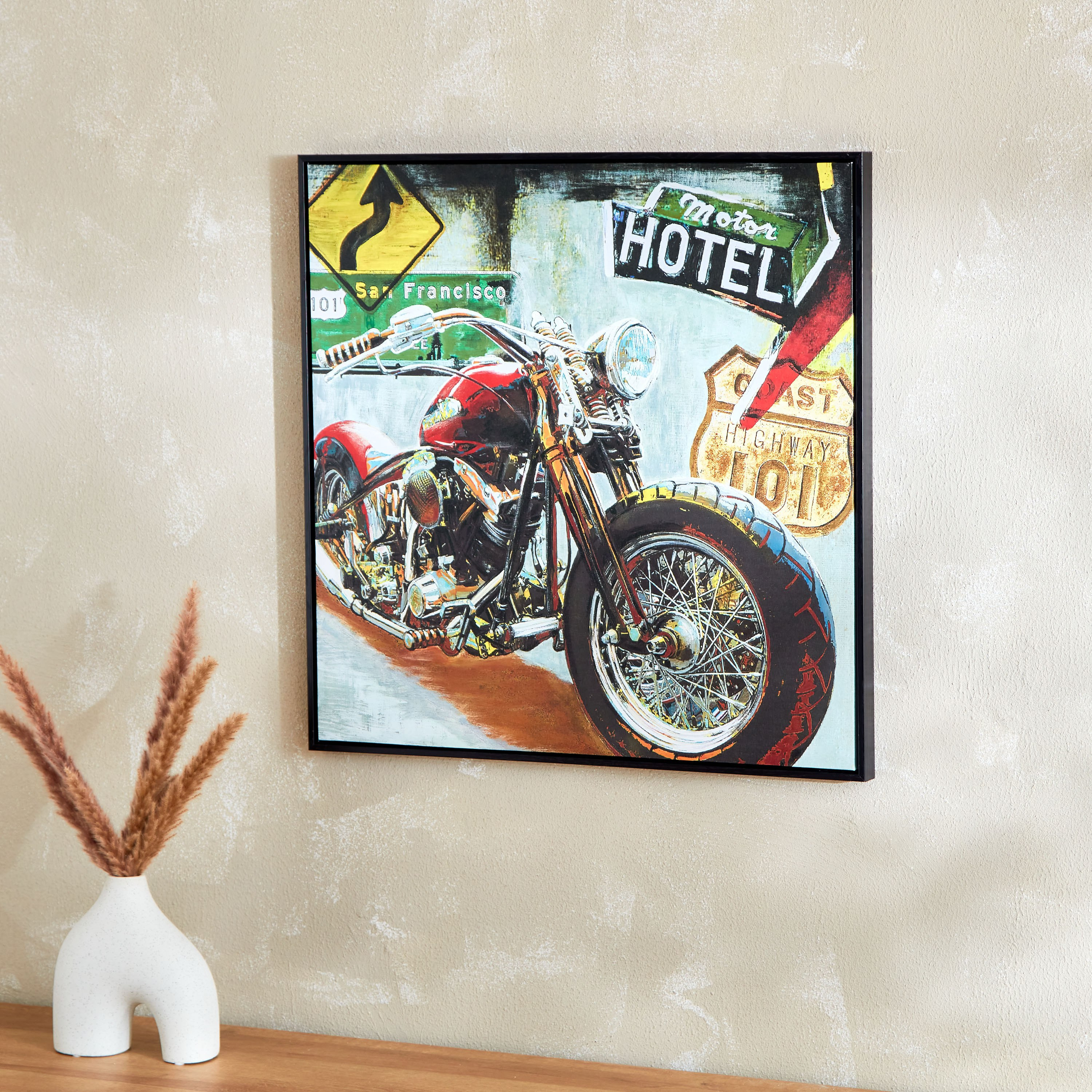 زينة حائط كانفاس مؤطرة بتصميم درّاجة من جالا - 60x3x60 سم-hbxhomeware-hbxdecorandfurnishings-image-2