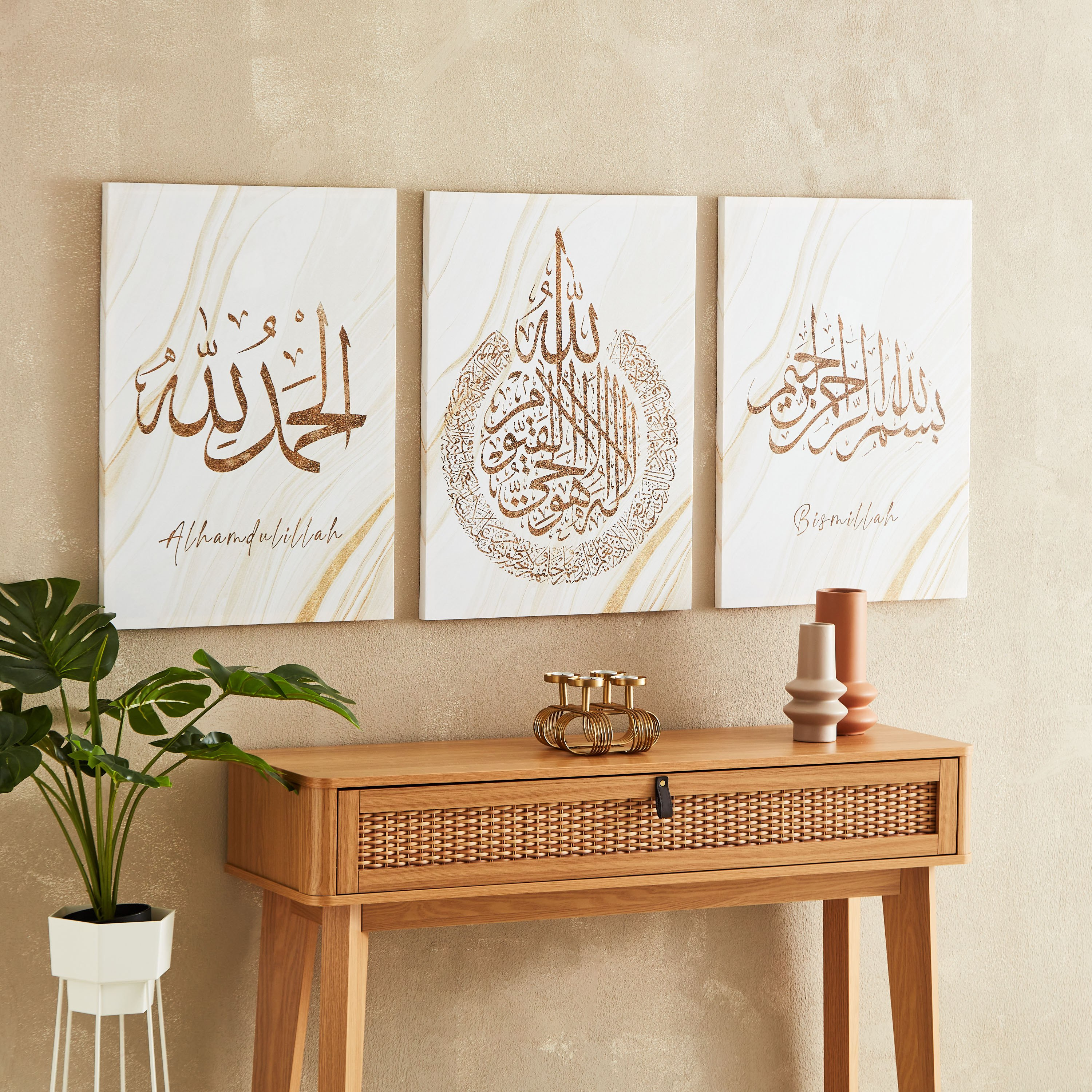 زينة حائط كانفاس بطبعات كاليجرافي 3 قطع من جالا - 50x3x70 سم-hbxhomeware-hbxdecorandfurnishings-image-2
