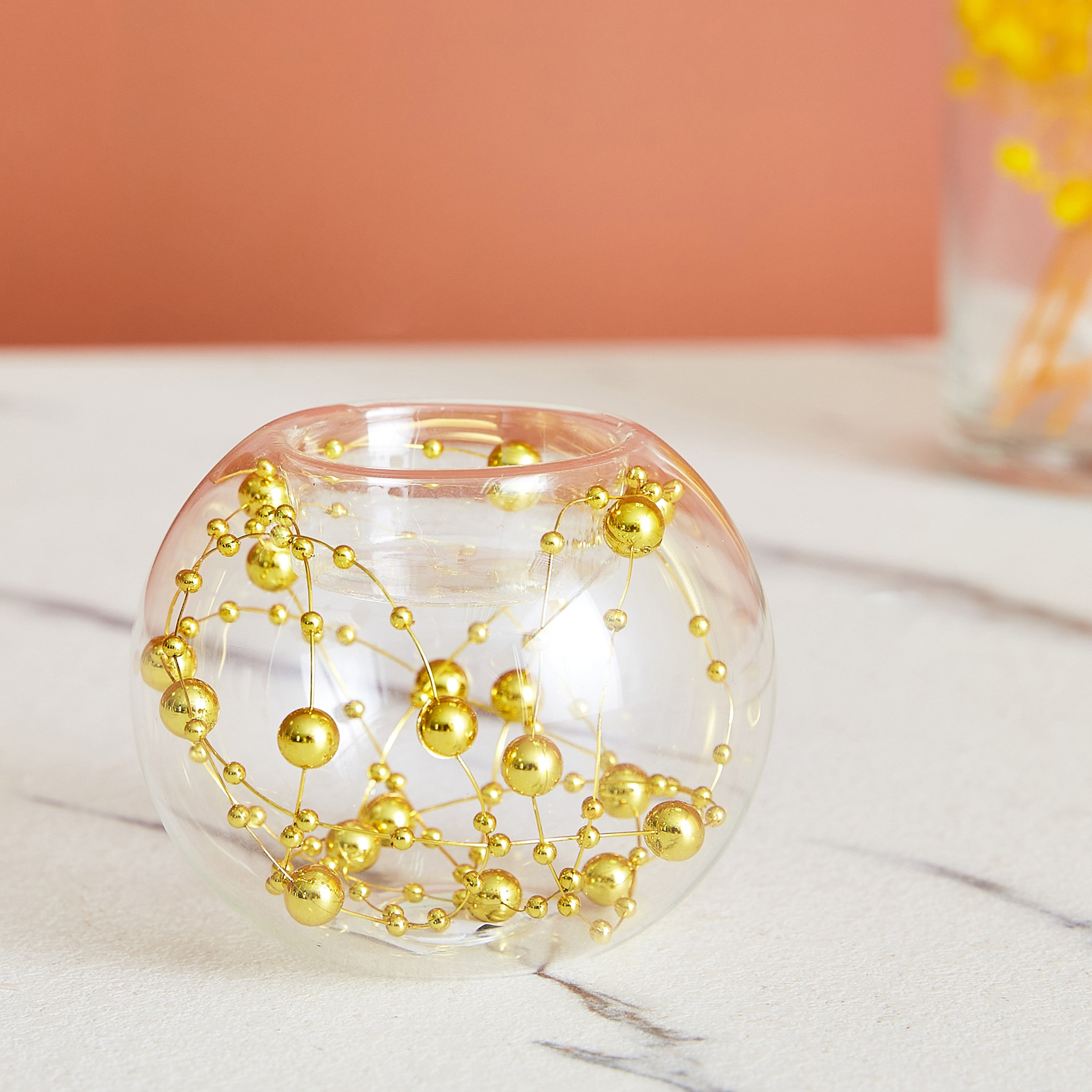 حامل شموع صغيرة زجاج شفاف مملوء بكرات من أوريك ديكو-hbxlivingroom-decorandaccessories-candleholders-image-1