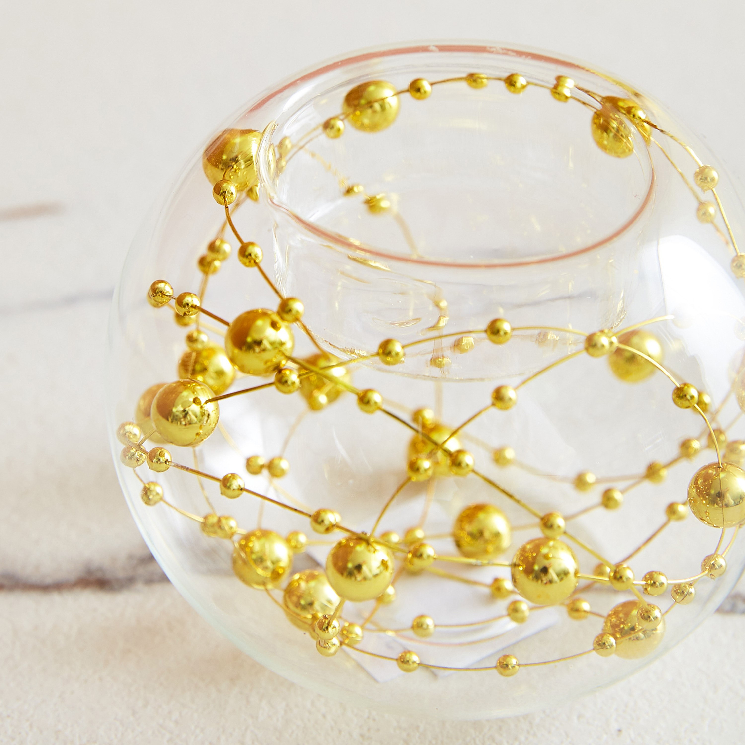 حامل شموع صغيرة زجاج شفاف مملوء بكرات من أوريك ديكو-hbxlivingroom-decorandaccessories-candleholders-image-3