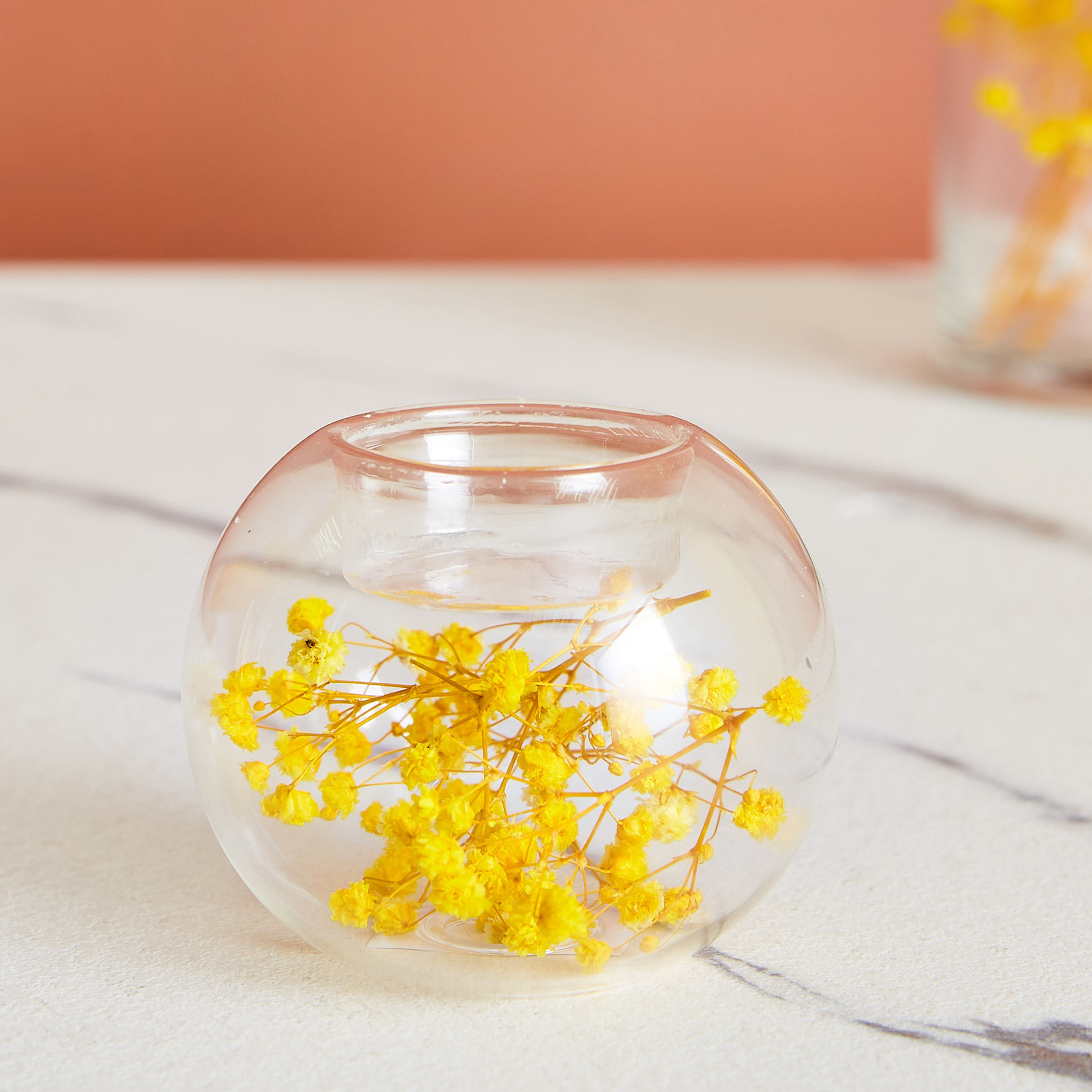 Auric Deco Dryflower Filled Clear Glass Tealight Candleholder-hbxlivingroom-decorandaccessories-candleholders-image-1