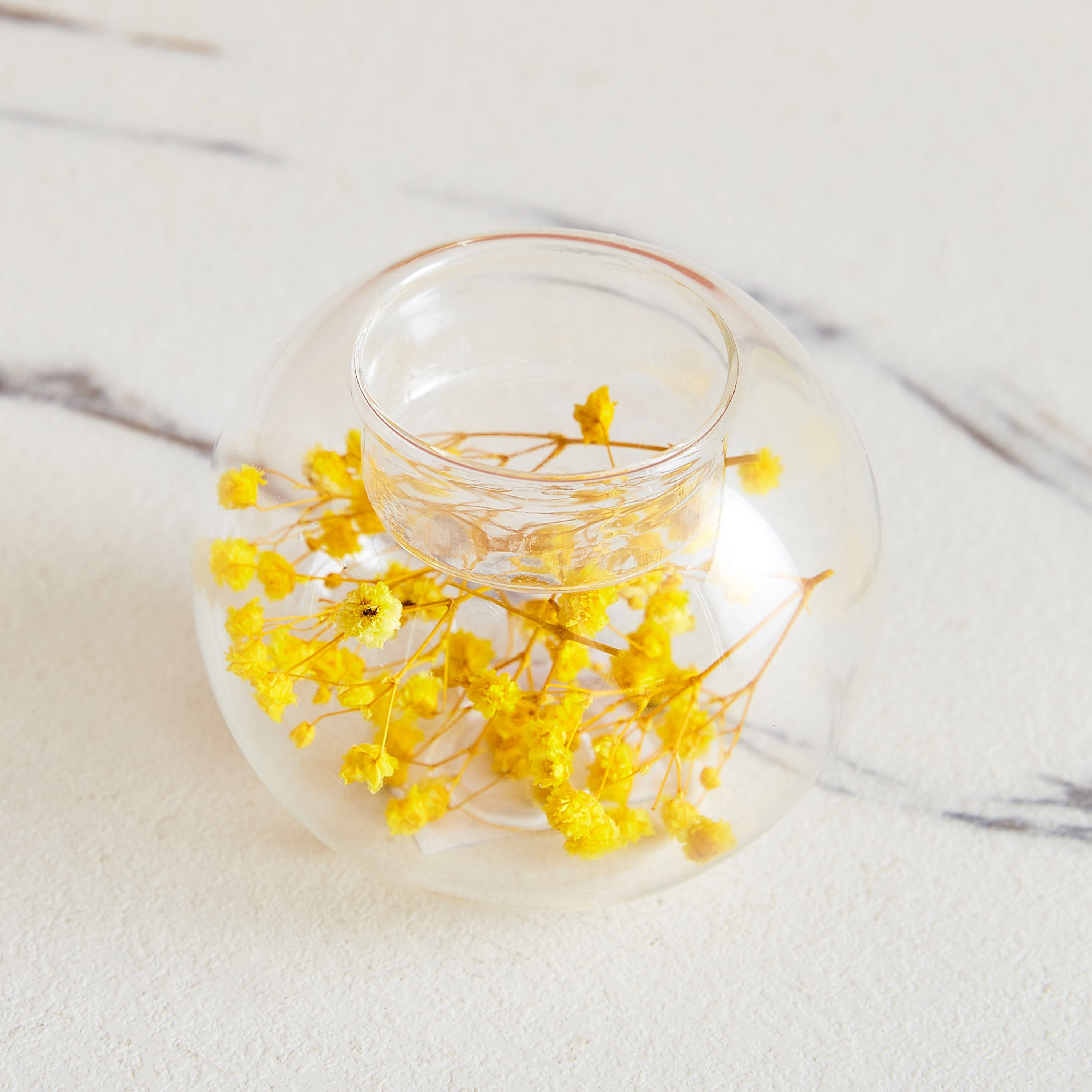 Auric Deco Dryflower Filled Clear Glass Tealight Candleholder-hbxlivingroom-decorandaccessories-candleholders-image-2