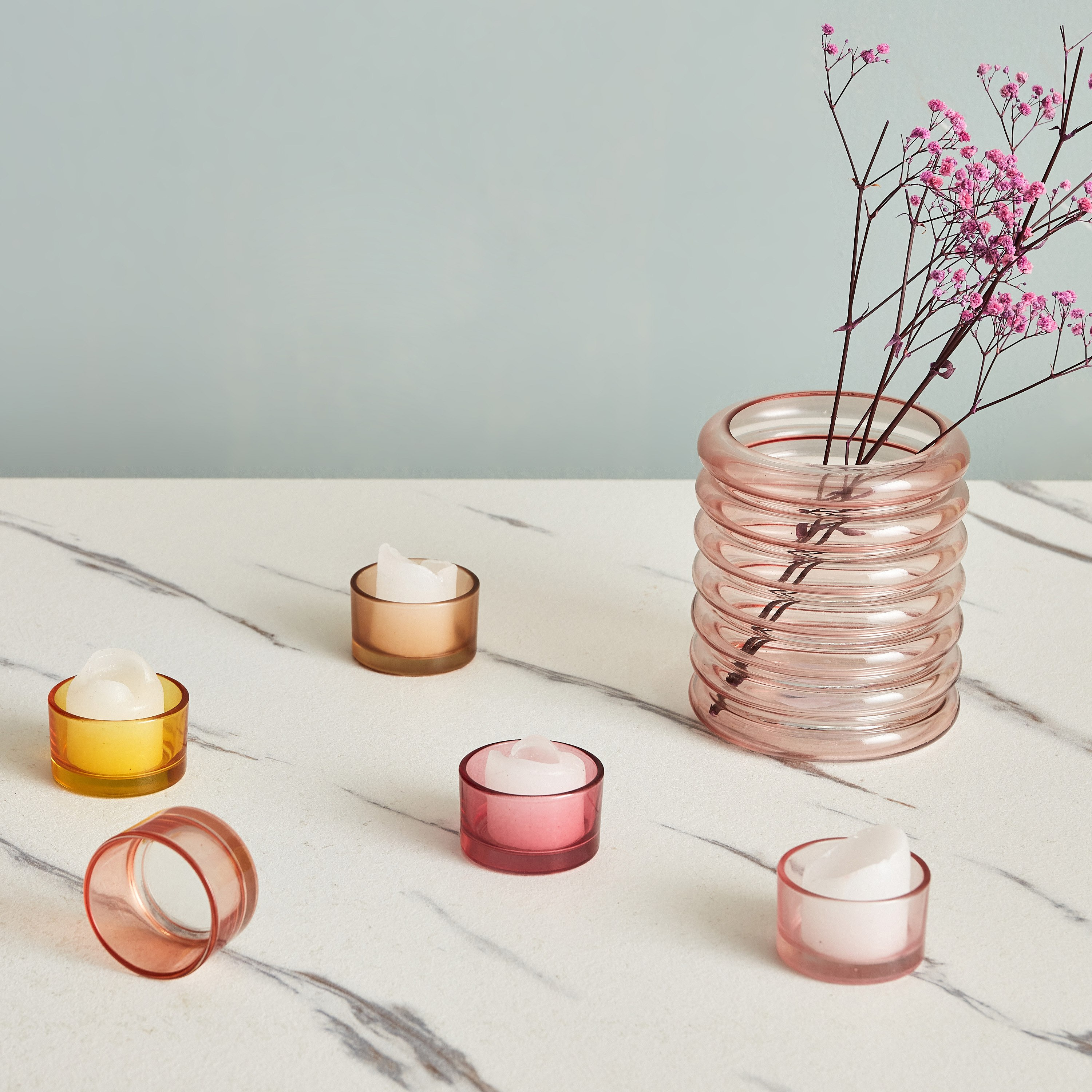 حامل شموع صغيرة زجاج ذهبي مرشوش - طقم من 5 قطع-hbxlivingroom-decorandaccessories-candleholders-image-4