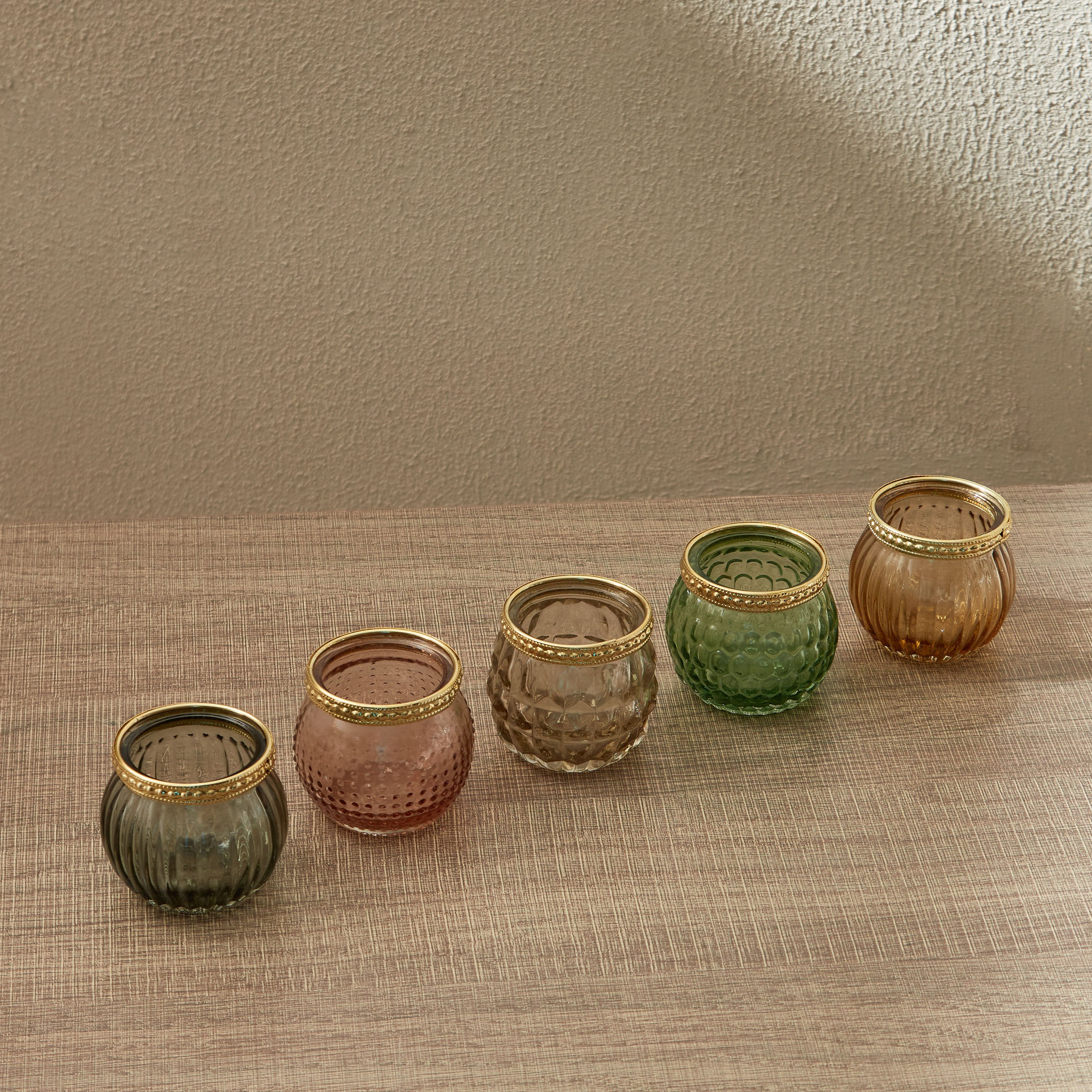 حاملات شموع من الزجاج والمعدن من أوريك ديكو - طقم من 5 قطع-hbxlivingroom-decorandaccessories-candleholders-image-3