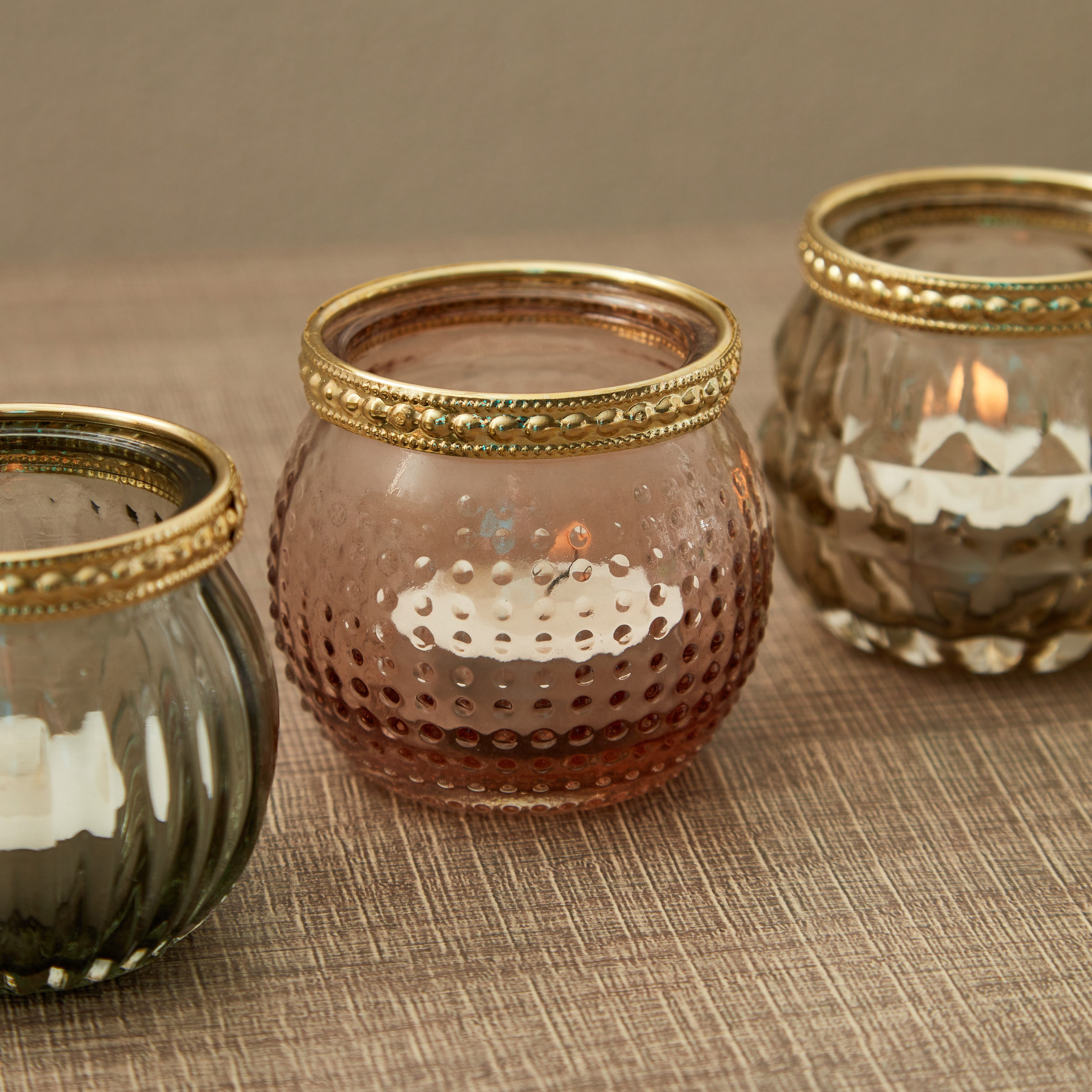 حاملات شموع من الزجاج والمعدن من أوريك ديكو - طقم من 5 قطع-hbxlivingroom-decorandaccessories-candleholders-image-5