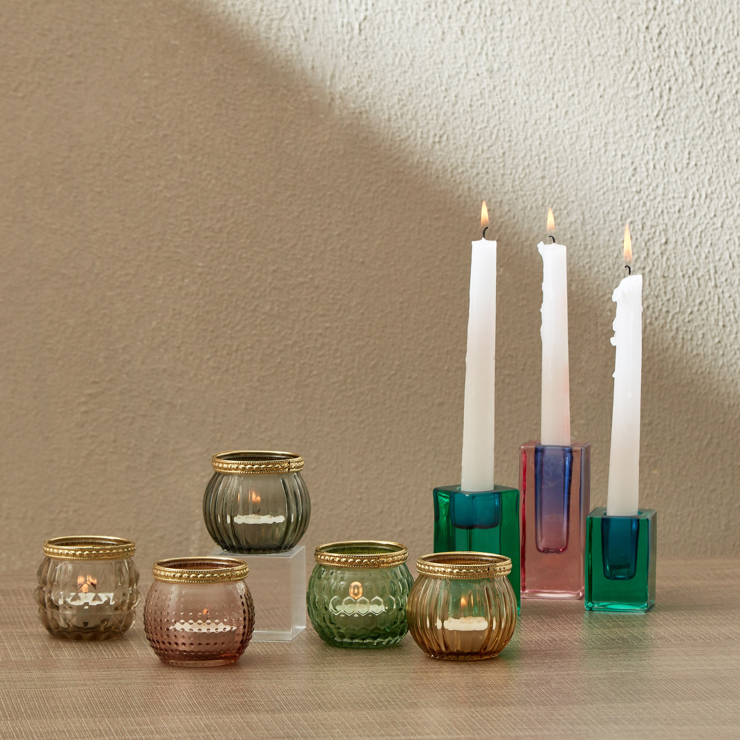 حاملات شموع من الزجاج والمعدن من أوريك ديكو - طقم من 5 قطع-hbxlivingroom-decorandaccessories-candleholders-image-6