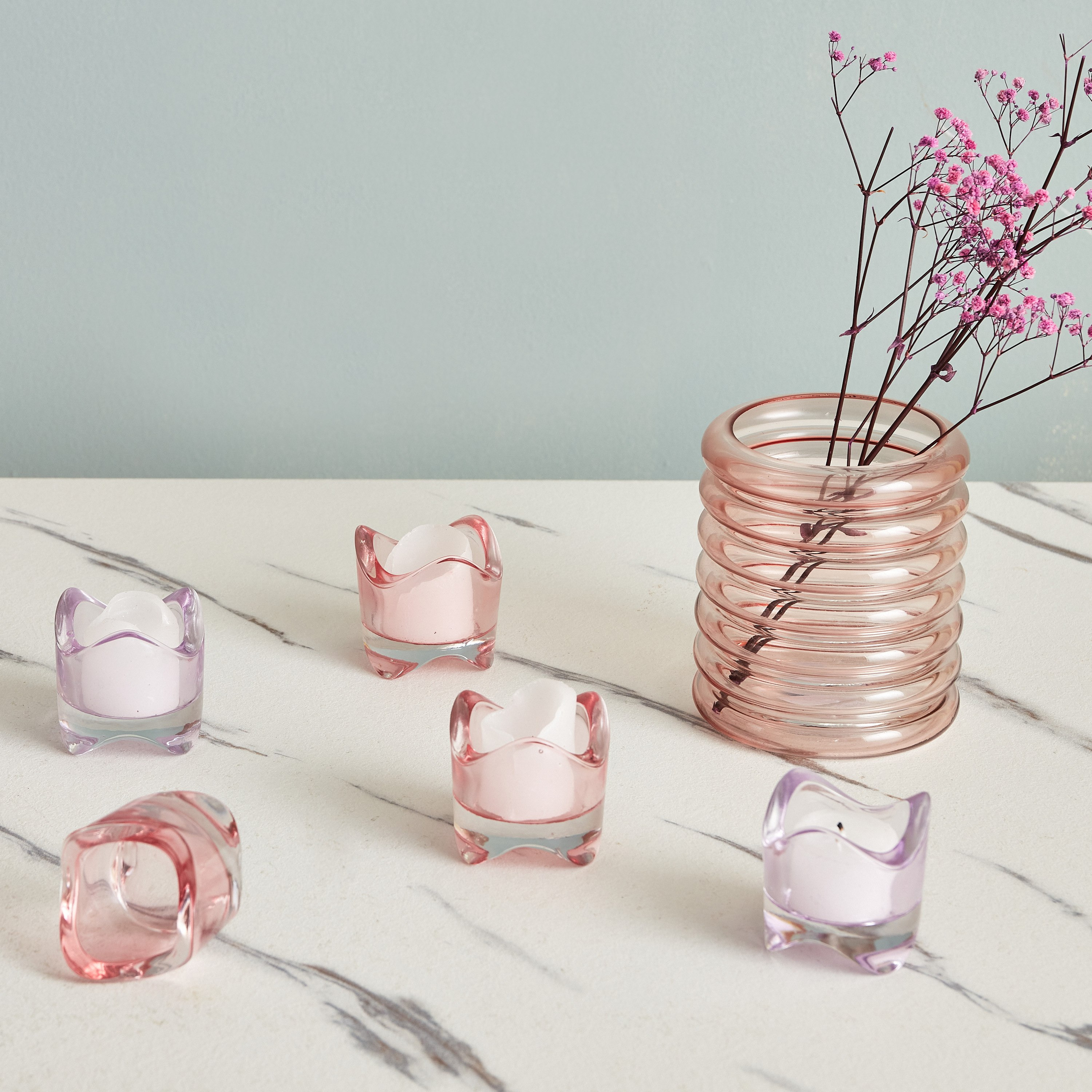 حامل شموع صغيرة زجاجي مرشوش من أوريك - طقم من 5 قطع-hbxlivingroom-decorandaccessories-candleholders-image-4
