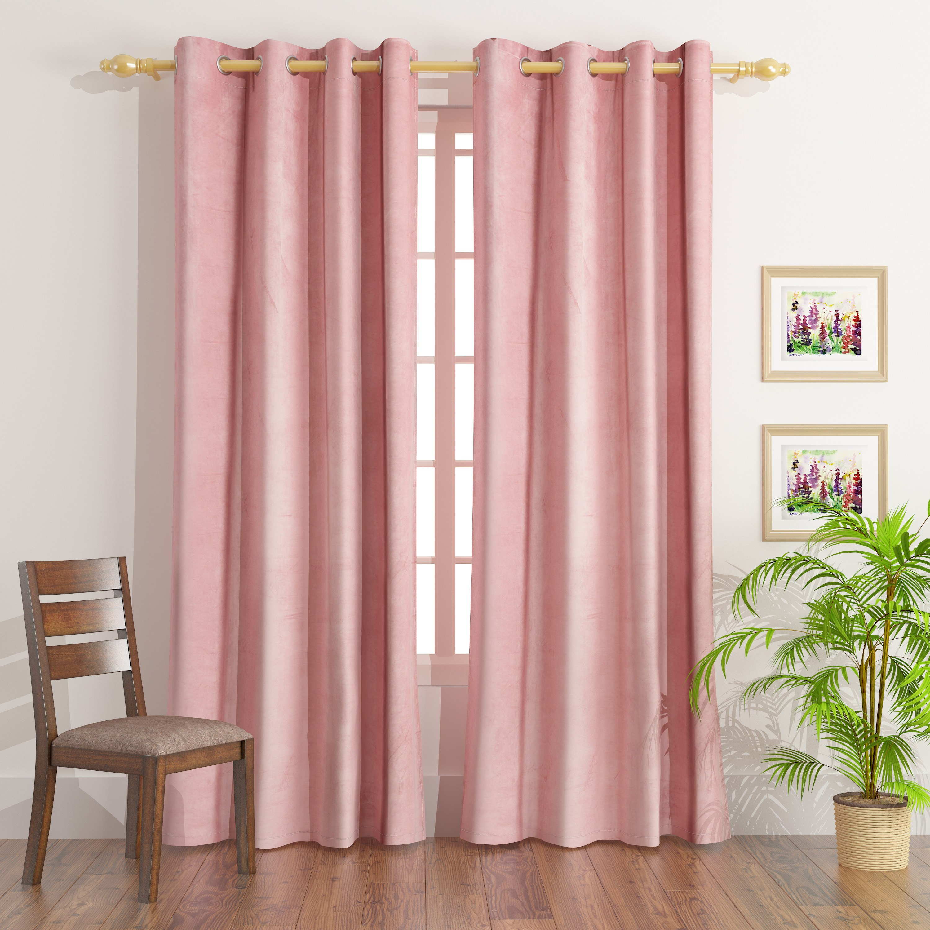 Dove 2-Piece Extra Long Dimout Velvet Curtain Set - 135x300 cm-hbxhomeware-hbxdecorandfurnishings-image-1