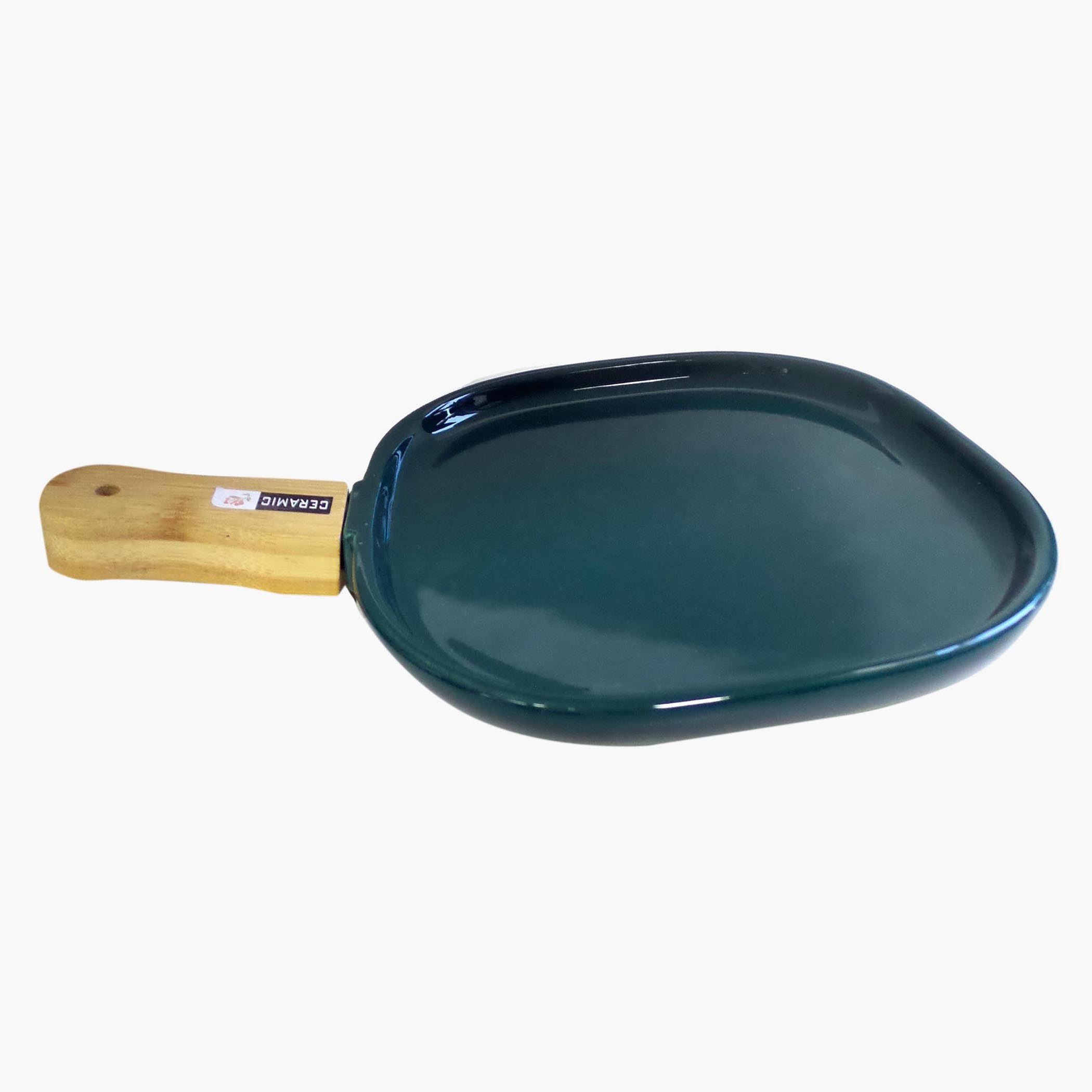 صحن سيراميك بمقبض خيزران من آميتي - 34x23.5x4.5 سم-hbxdecorandfurnishings-tabletop-serveware-image-1