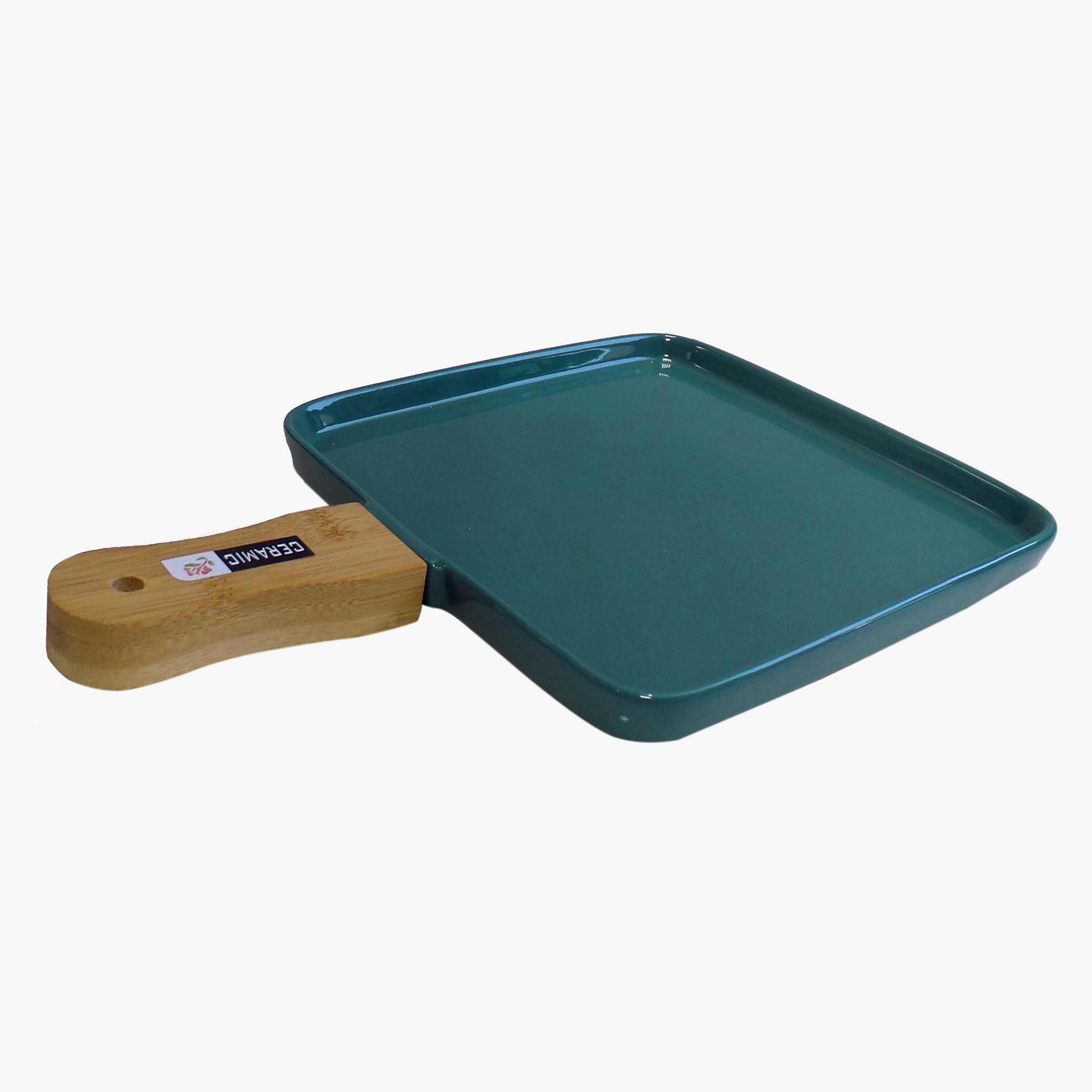 صحن سيراميك بمقبض خيزران من آميتي - 30.5x20.5x3 سم-hbxdecorandfurnishings-tabletop-serveware-image-1