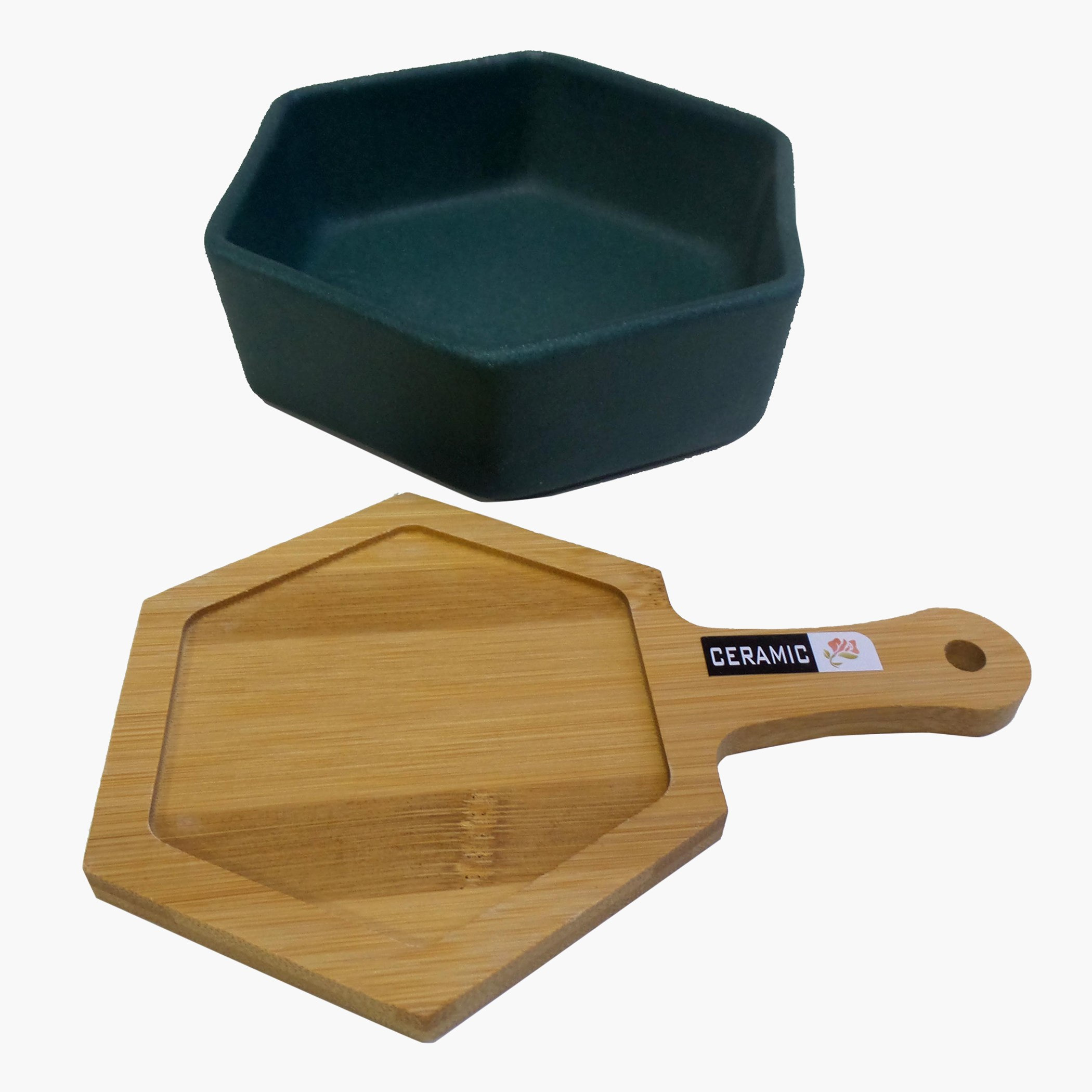 وعاء سيراميك مع صينية خيزران من أميتي - 21x14x5.5 سم-hbxdecorandfurnishings-tabletop-serveware-image-5