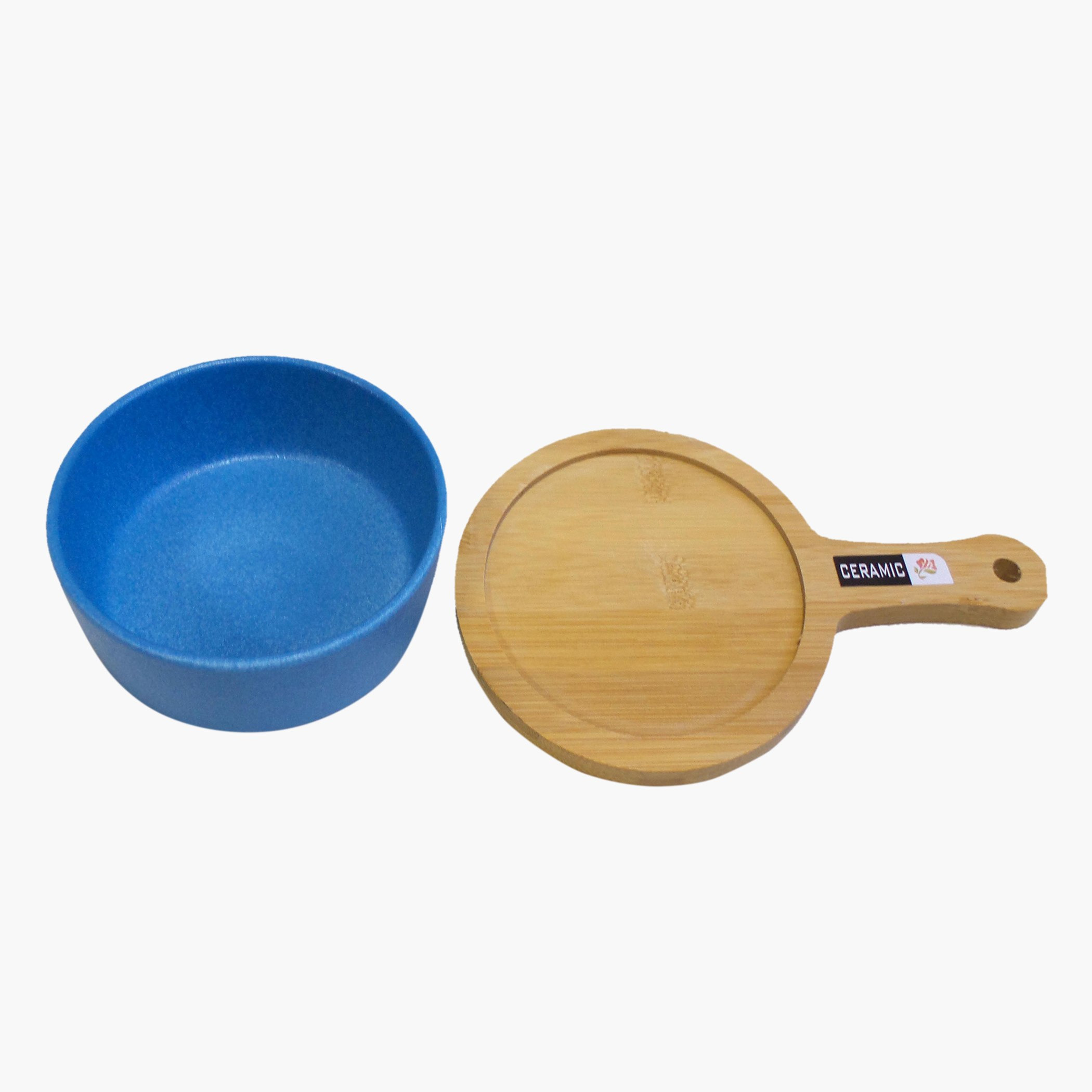 وعاء سيراميك مع صينية خيزران قطعتين من آميتي - 30x10x6 سم-hbxdecorandfurnishings-tabletop-serveware-image-2