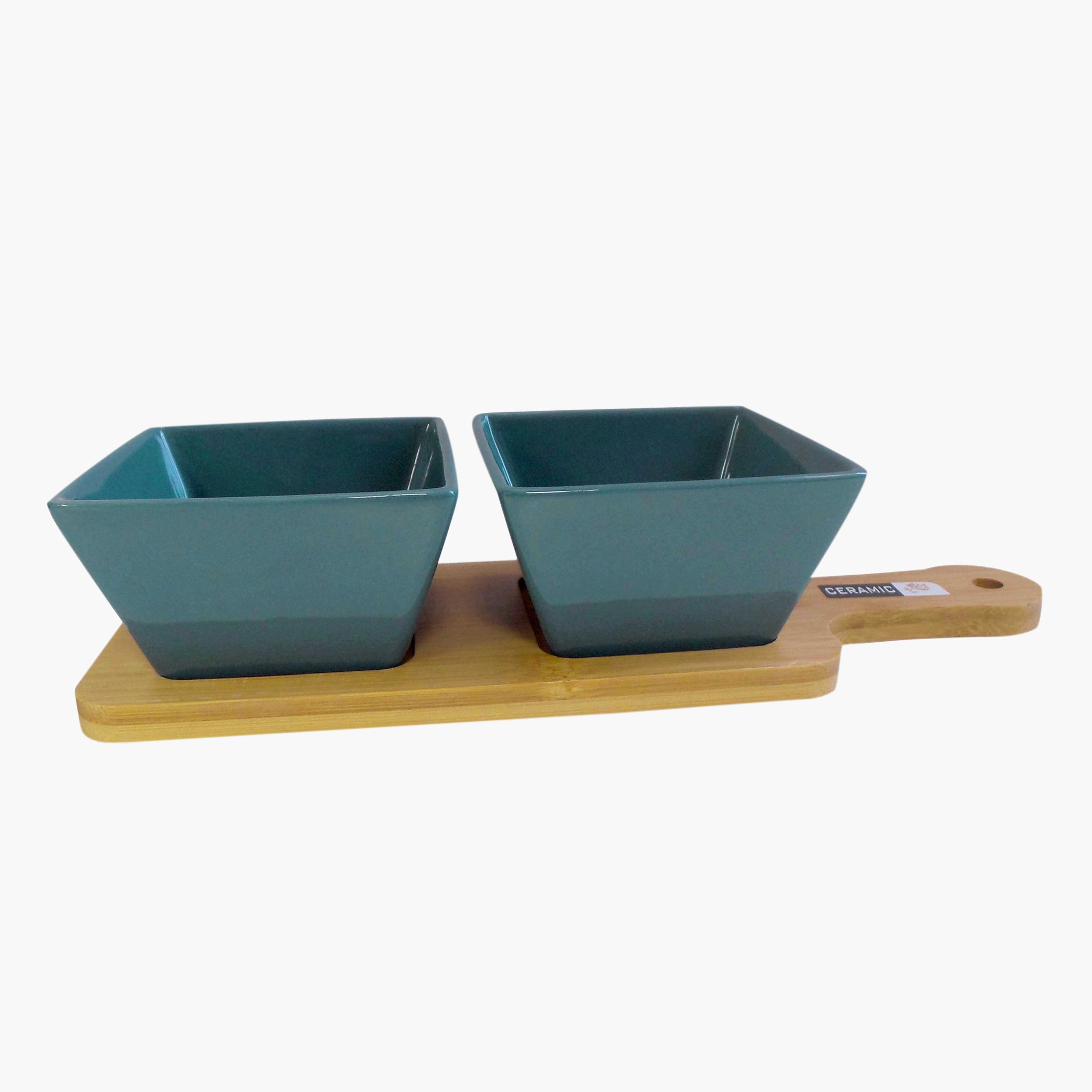 طقم أوعية سيراميك قطعتين مع صينية خيزران من أميتي - 30.5x10x6 سم-hbxdecorandfurnishings-tabletop-serveware-image-1