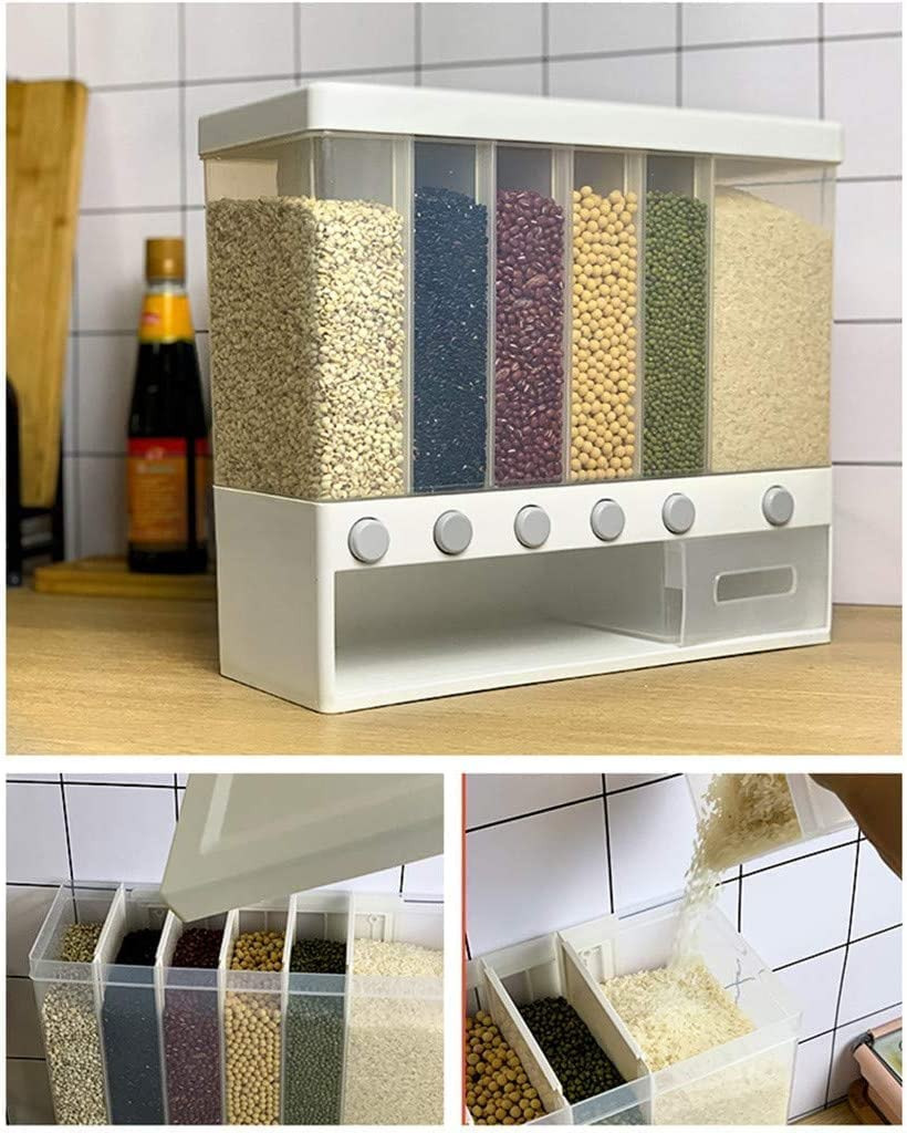 Essential 6-in-1 Food Grains Dispenser - 36x36x12 cm-hbxhomeware-hbxkitchen-image-1