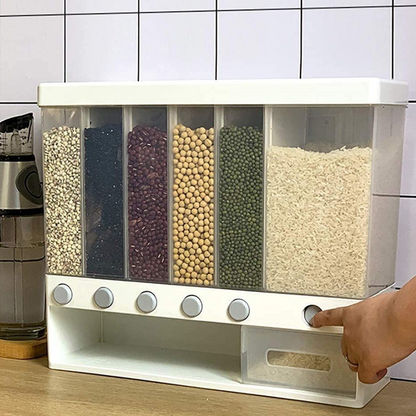 Essential 6-in-1 Food Grains Dispenser - 36x36x12 cms